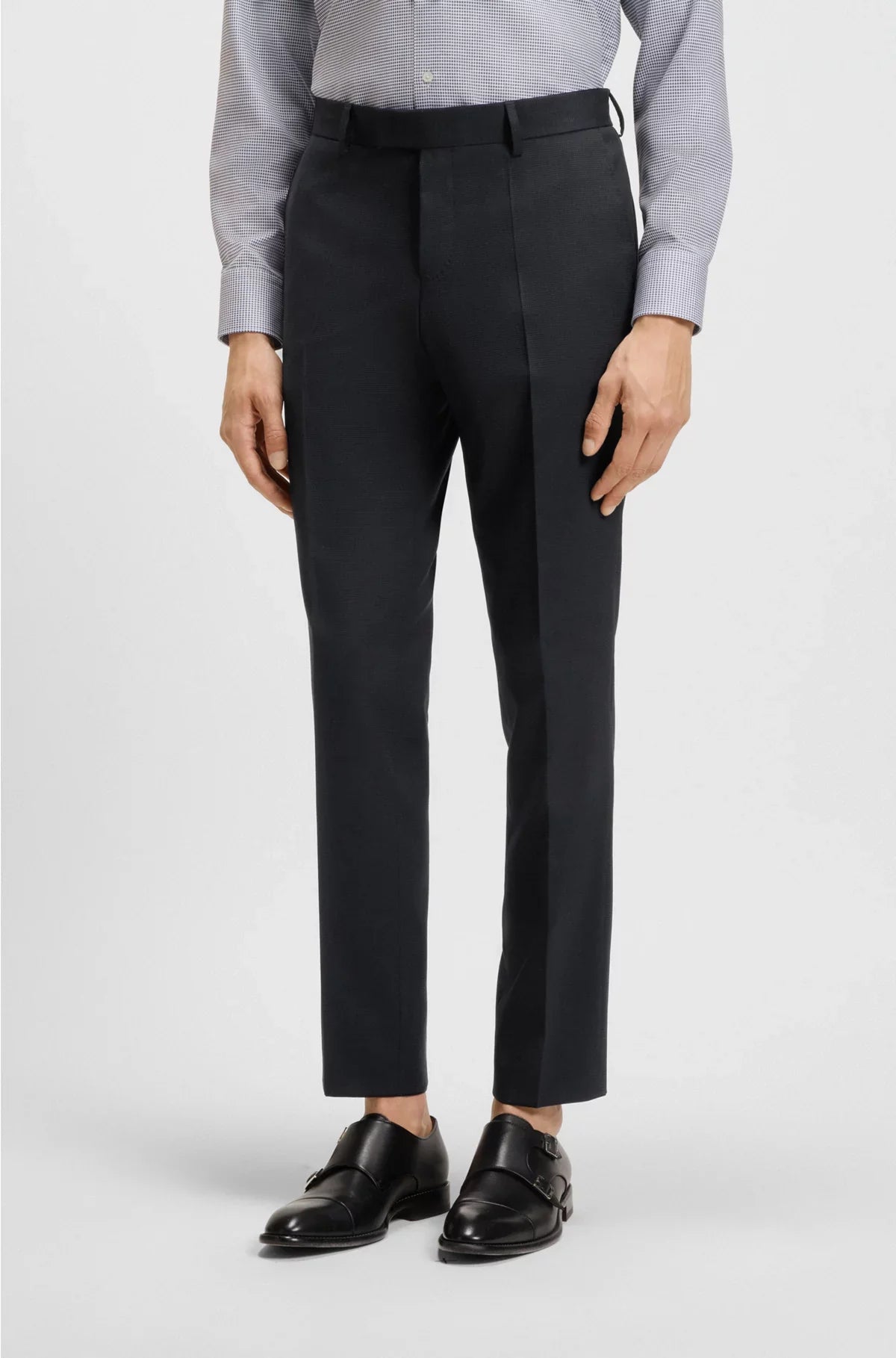 SLIM-FIT SUIT IN VIRGIN WOOL, COTTON AND STRETCH
