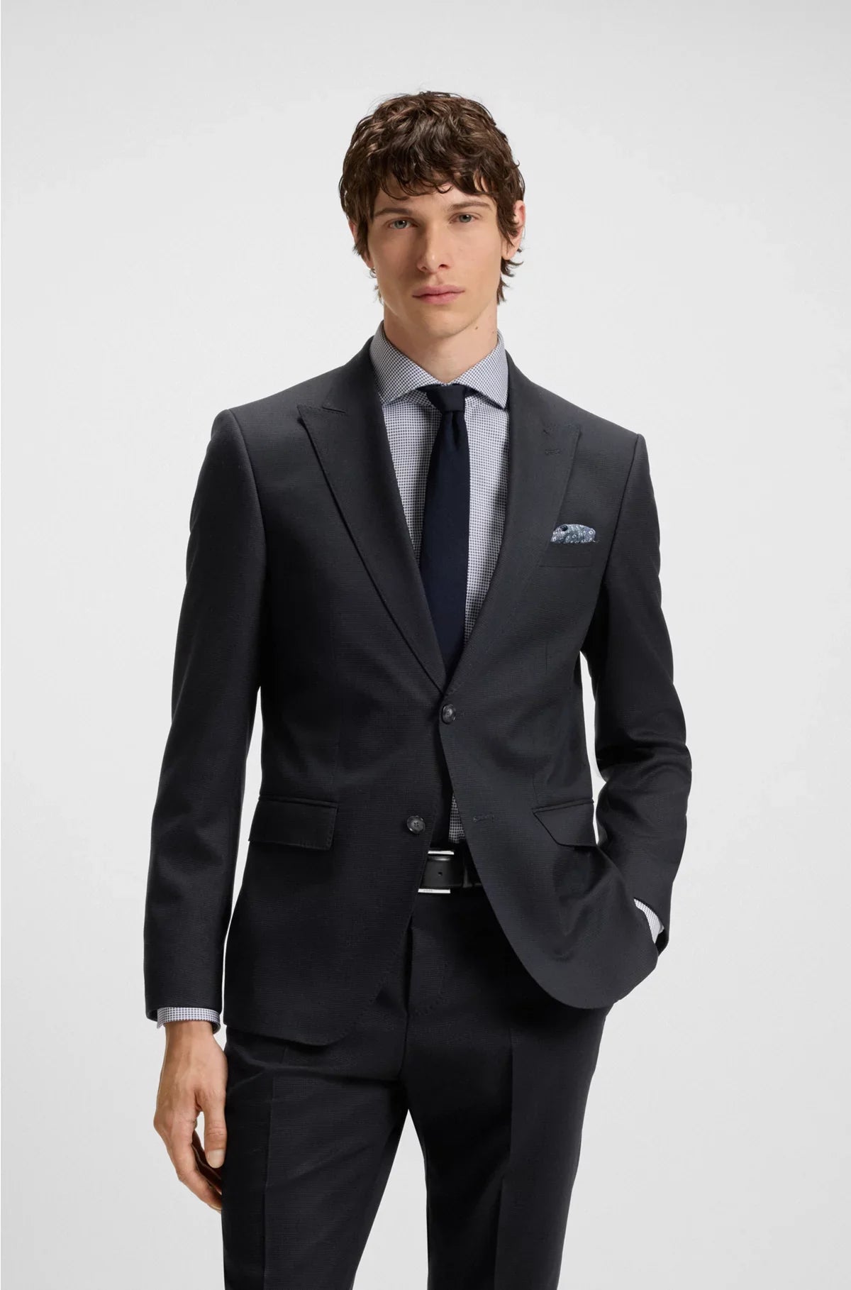 SLIM-FIT SUIT IN VIRGIN WOOL, COTTON AND STRETCH