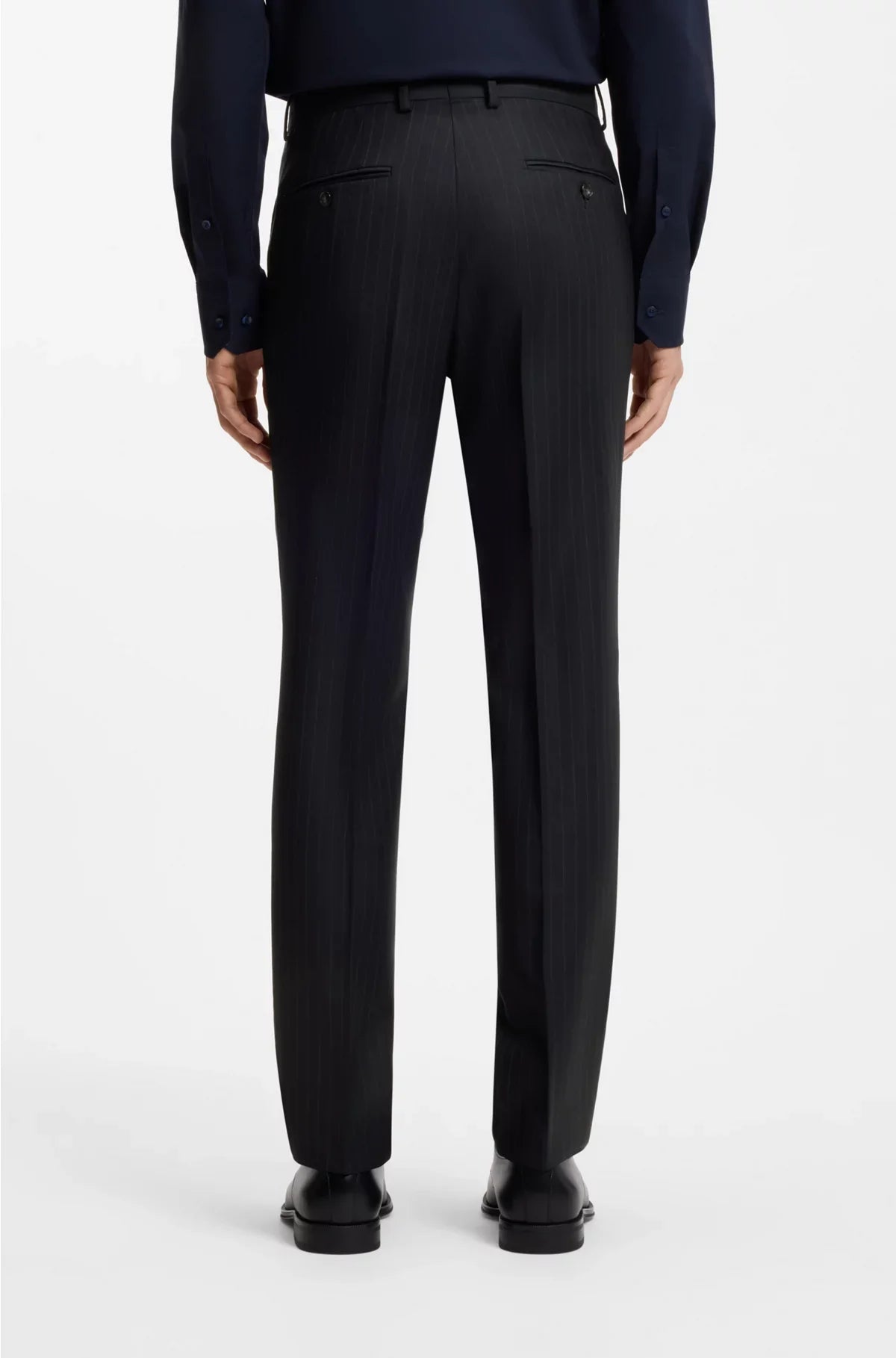 SLIM-FIT SUIT IN STRIPED VIRGIN WOOL