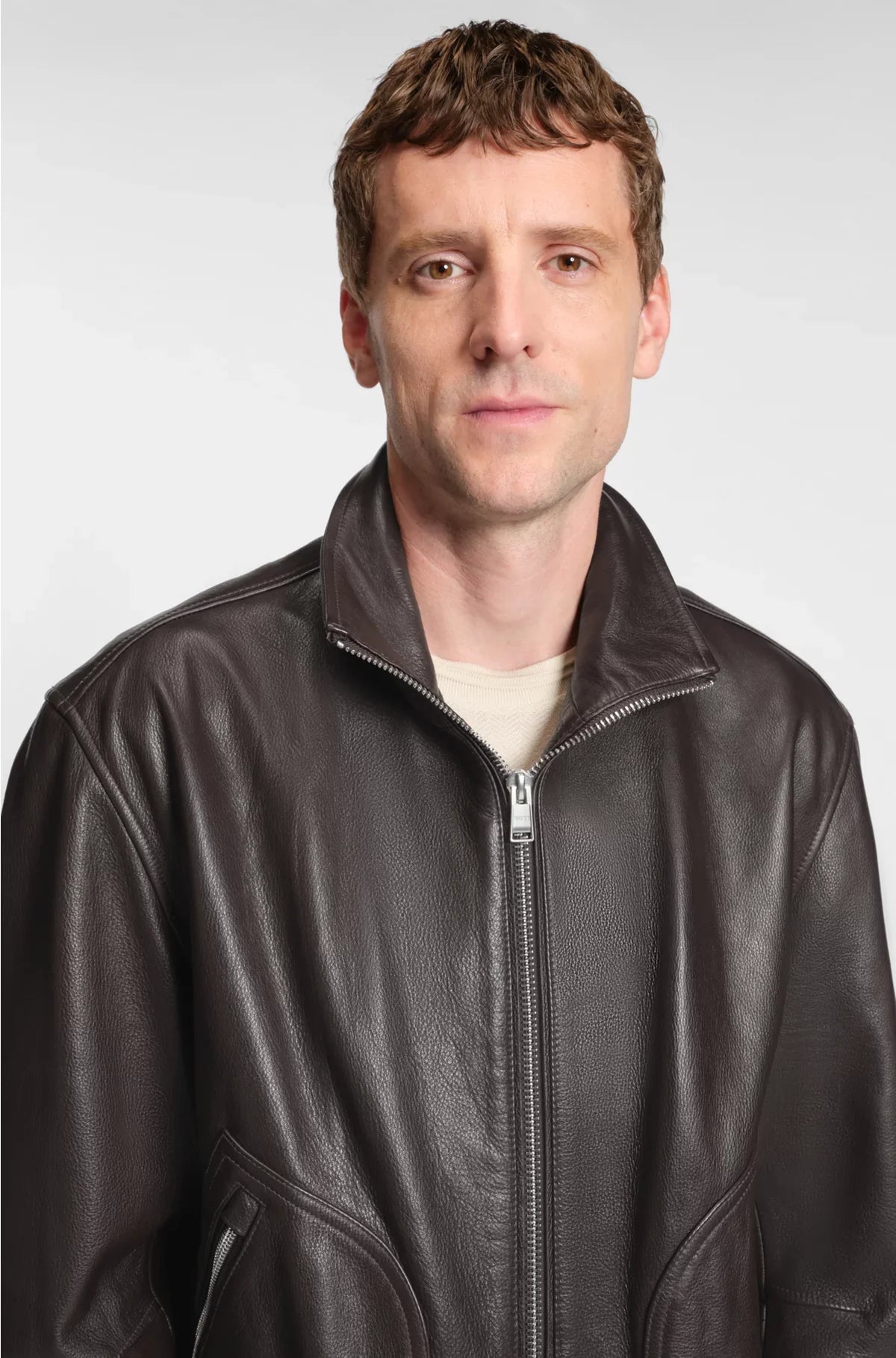 NAPPA-LEATHER JACKET WITH TWO-WAY ZIP