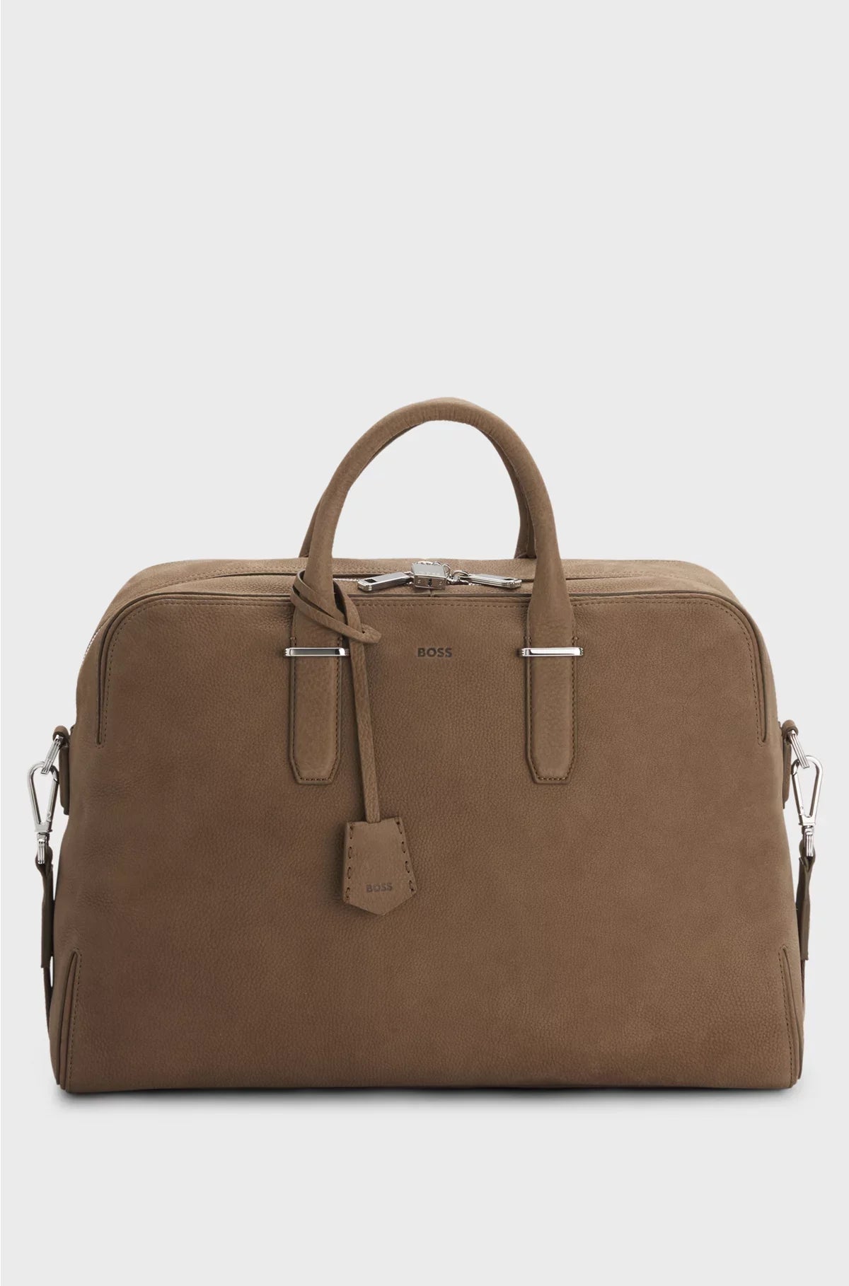 GRAINED-LEATHER HOLDALL WITH EMBOSSED LOGO