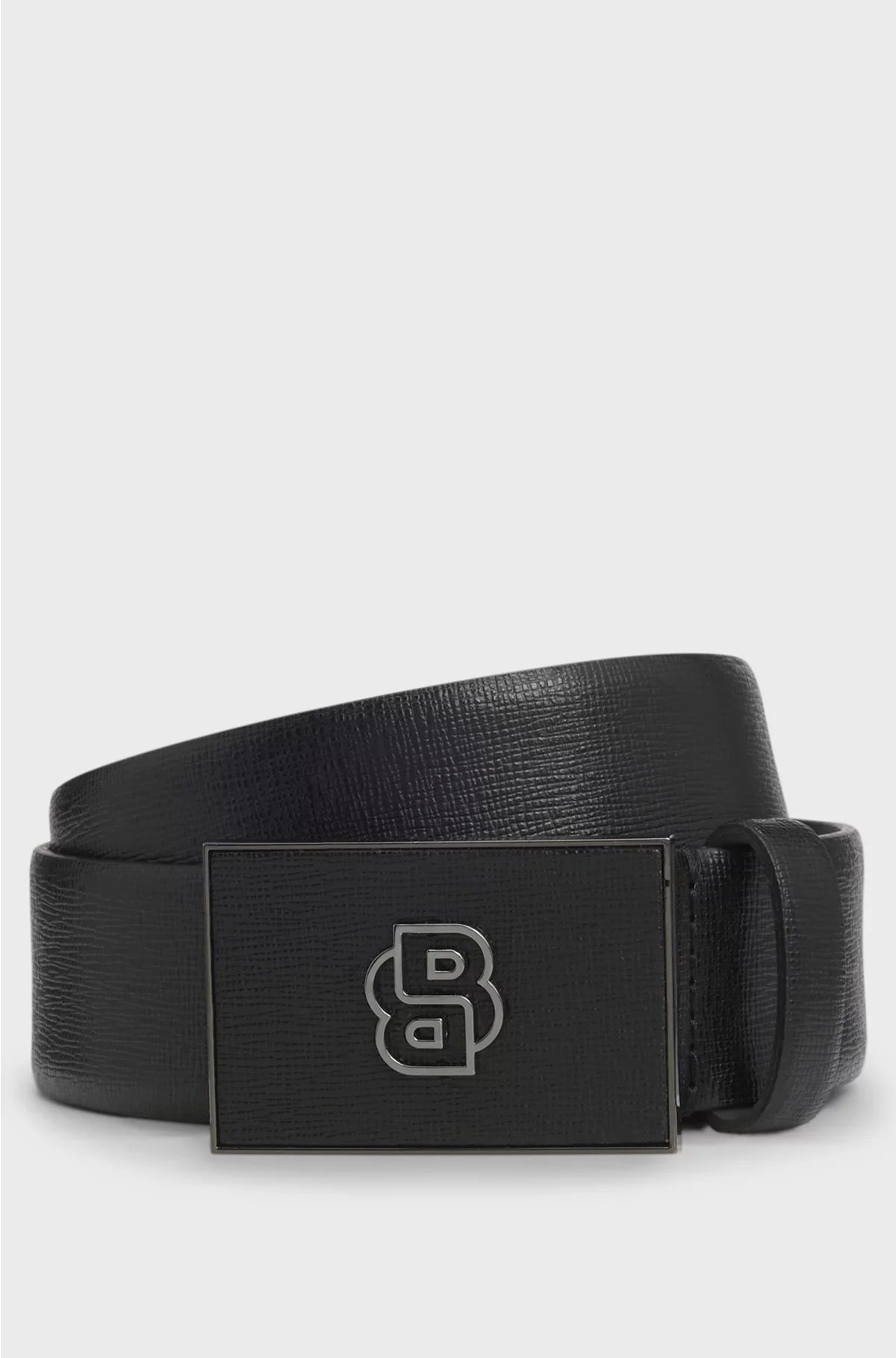 ITALIAN-LEATHER BELT WITH DOUBLE B MONOGRAM BUCKLE