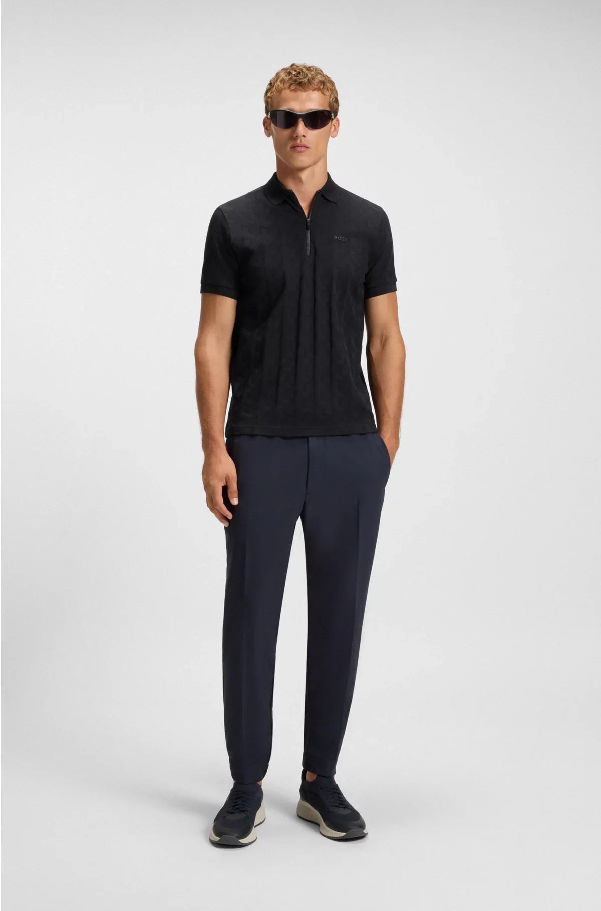 MERCERISED-COTTON POLO SHIRT WITH JACQUARD PATTERN