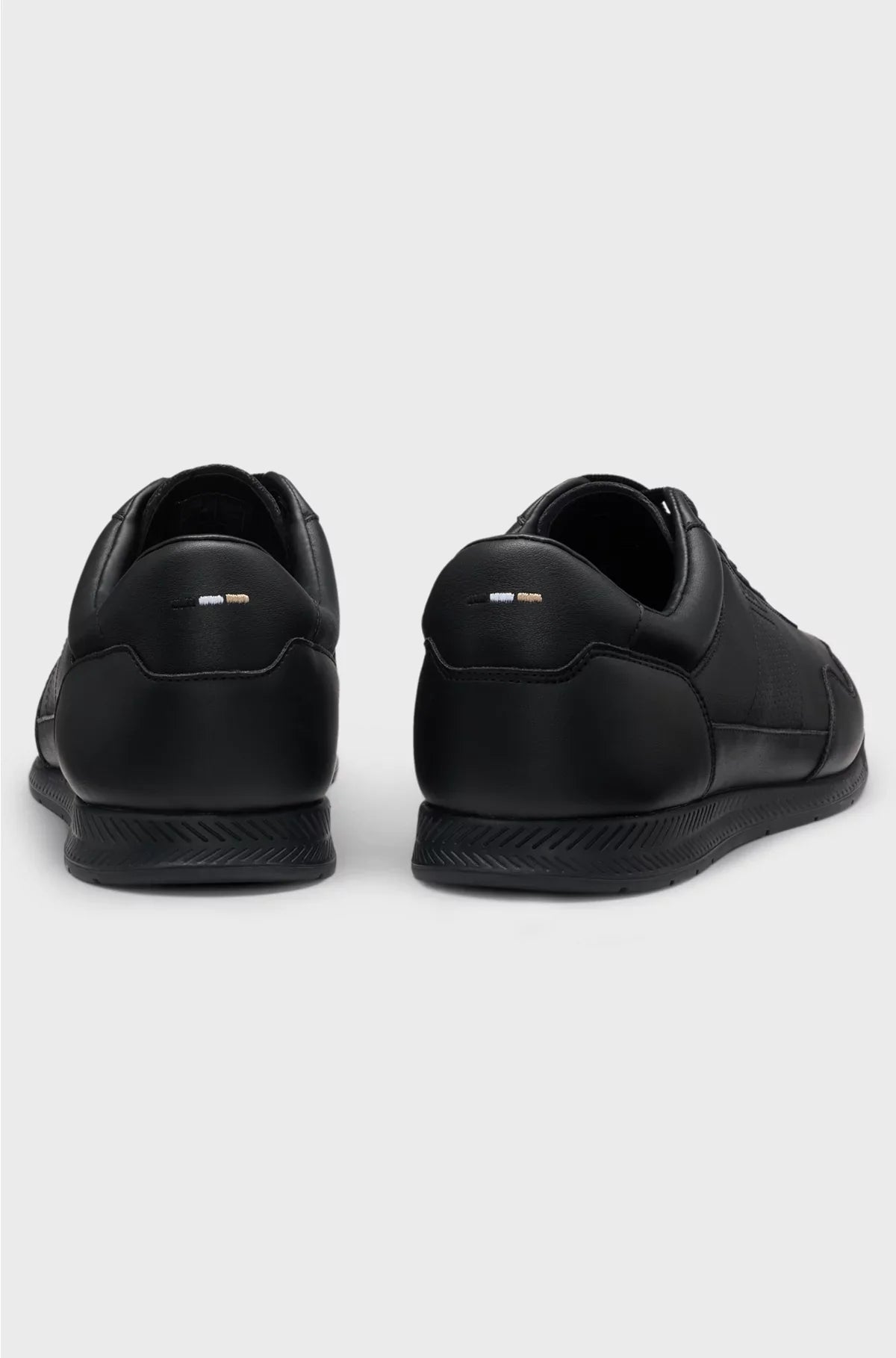 NAPPA-LEATHER TRAINERS WITH GOLD-TONE BRANDING