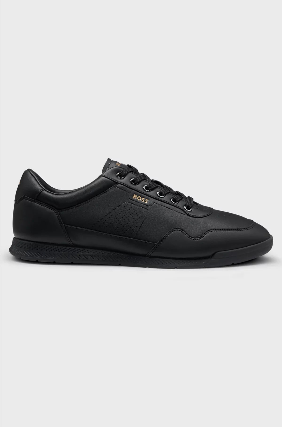 NAPPA-LEATHER TRAINERS WITH GOLD-TONE BRANDING