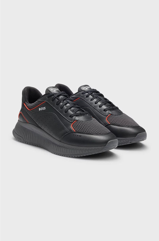 TRAINERS WITH LEATHER AND MESH