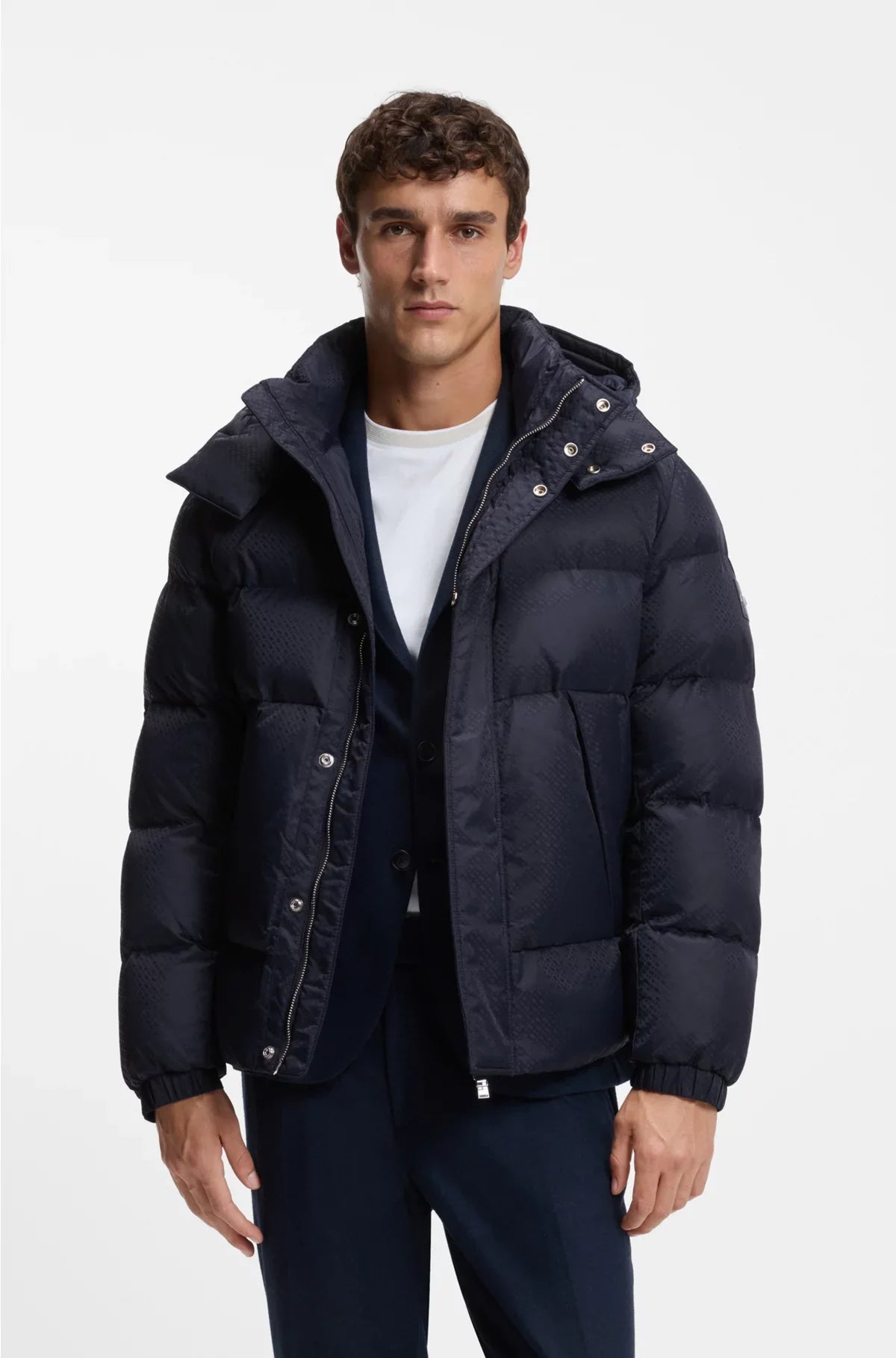 WATER-REPELLENT JACKET WITH MONOGRAM JACQUARD