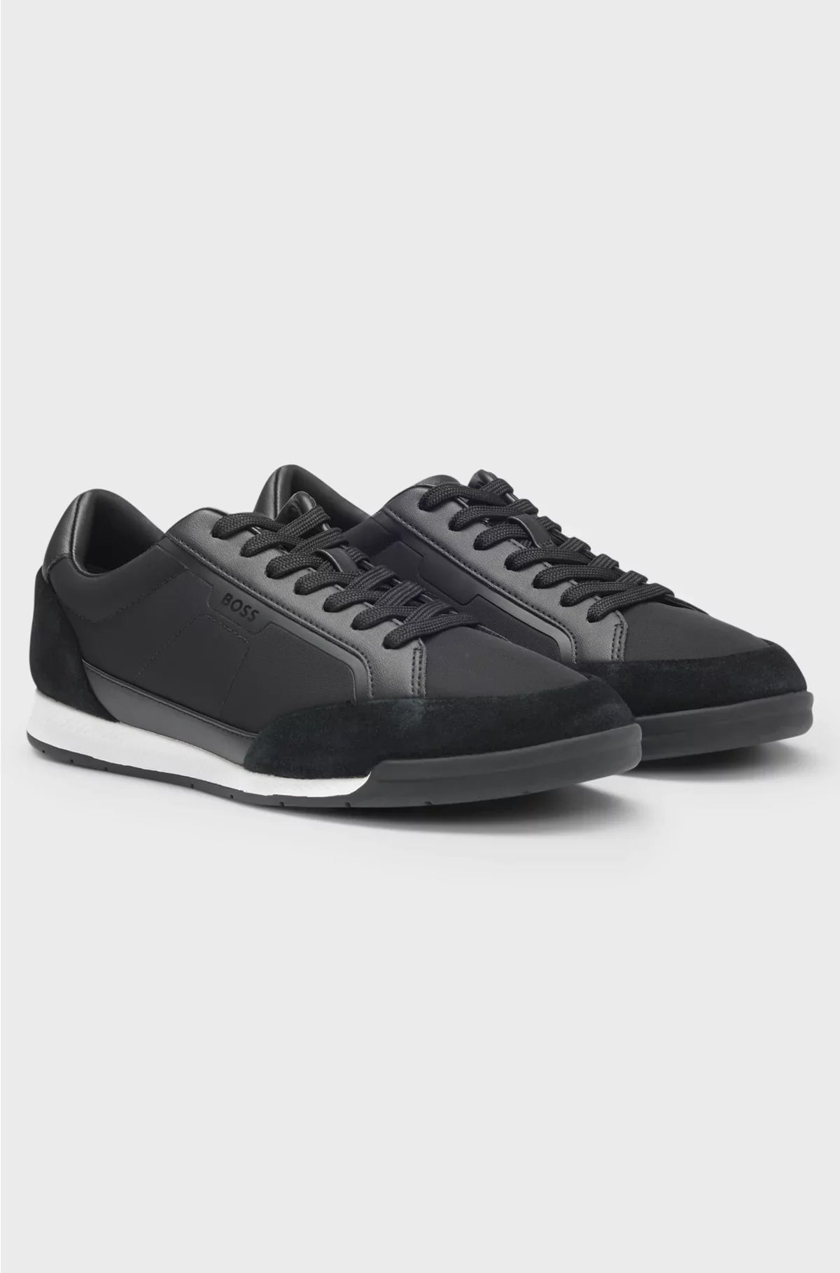 LOW-TOP TRAINERS WITH SUEDE AND FAUX LEATHER