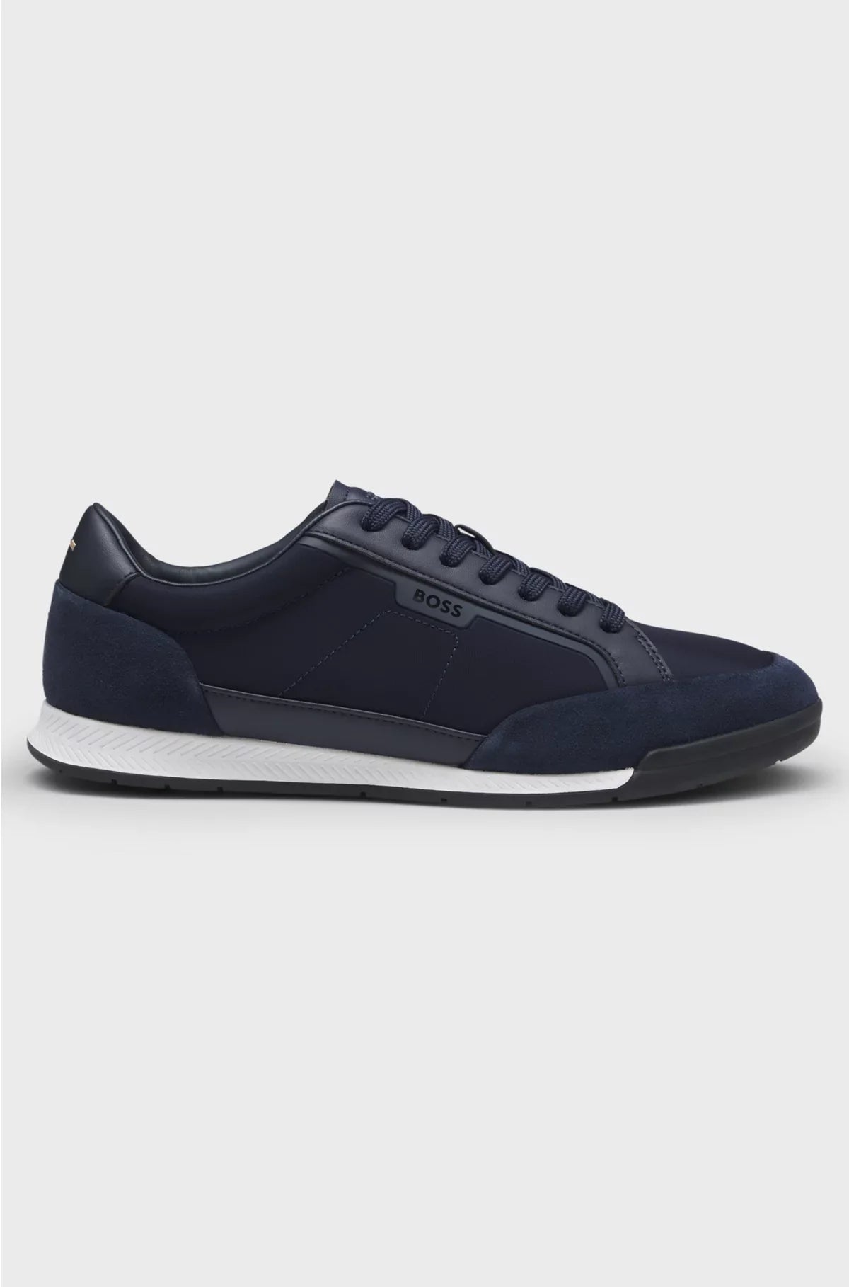 LOW-TOP TRAINERS WITH SUEDE AND FAUX LEATHER