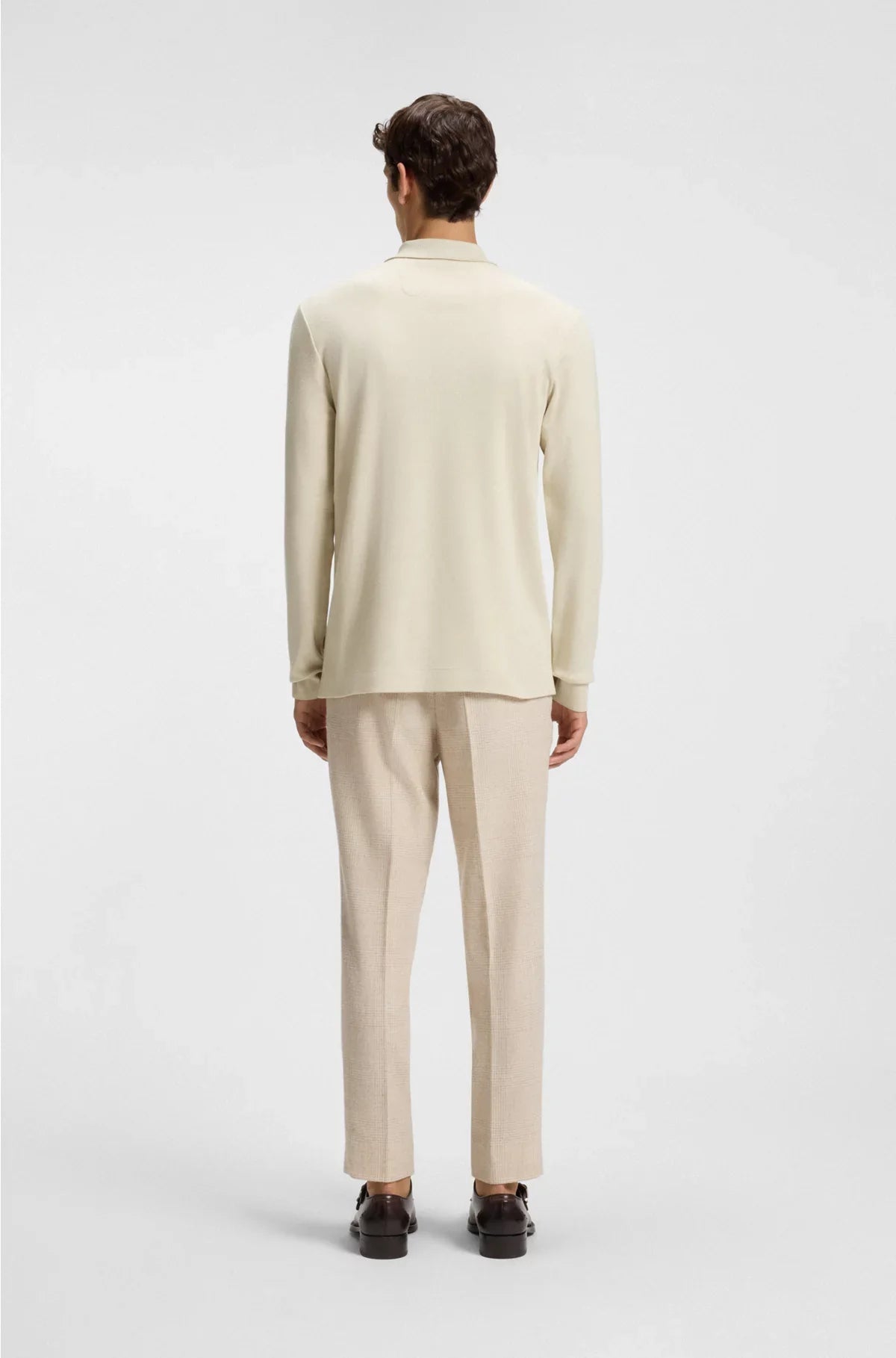 COTTON-CASHMERE POLO SHIRT WITH COVERED PLACKET