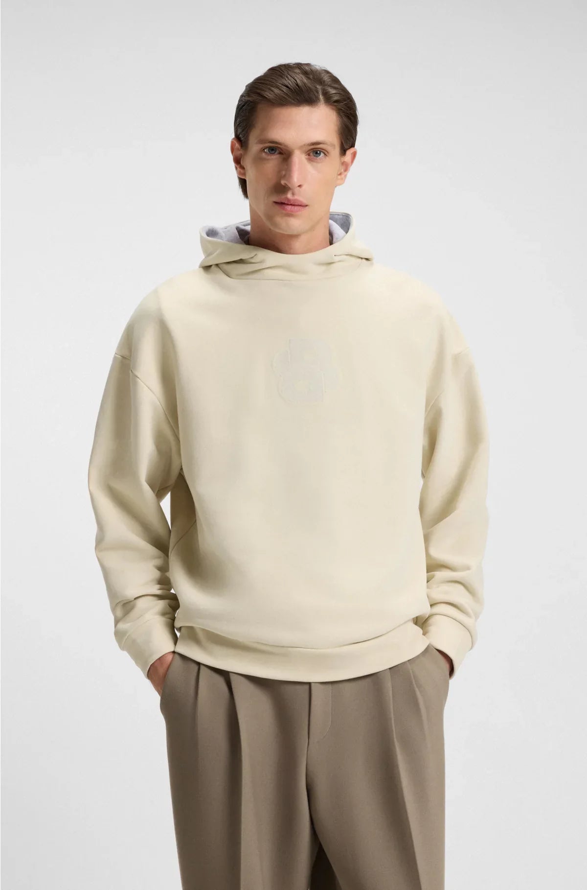 PEACHED-COTTON HOODIE WITH DOUBLE B MONOGRAM