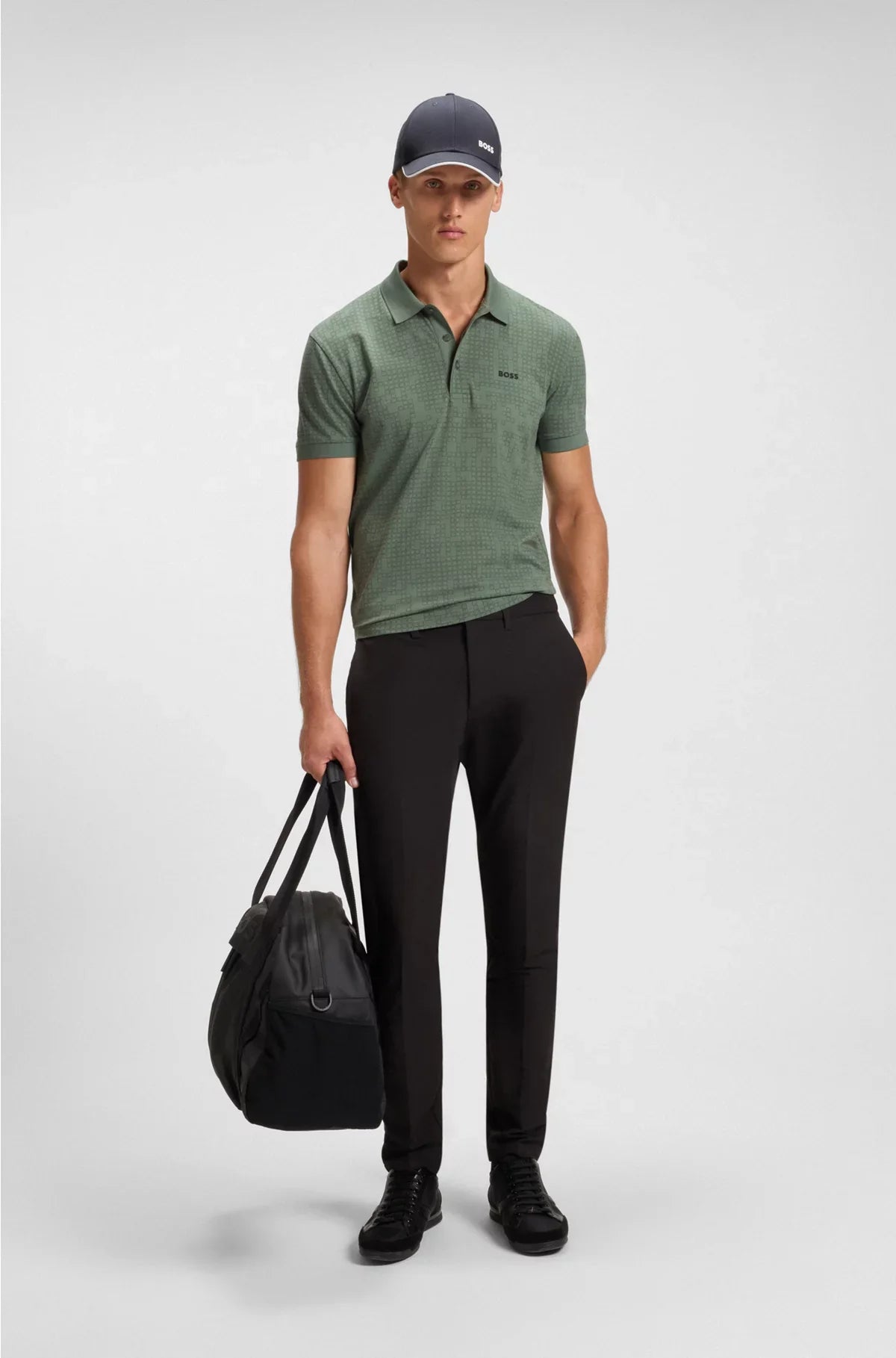 POLO IN COTONE ELASTICIZZATO CON STAMPA ALL-OVER