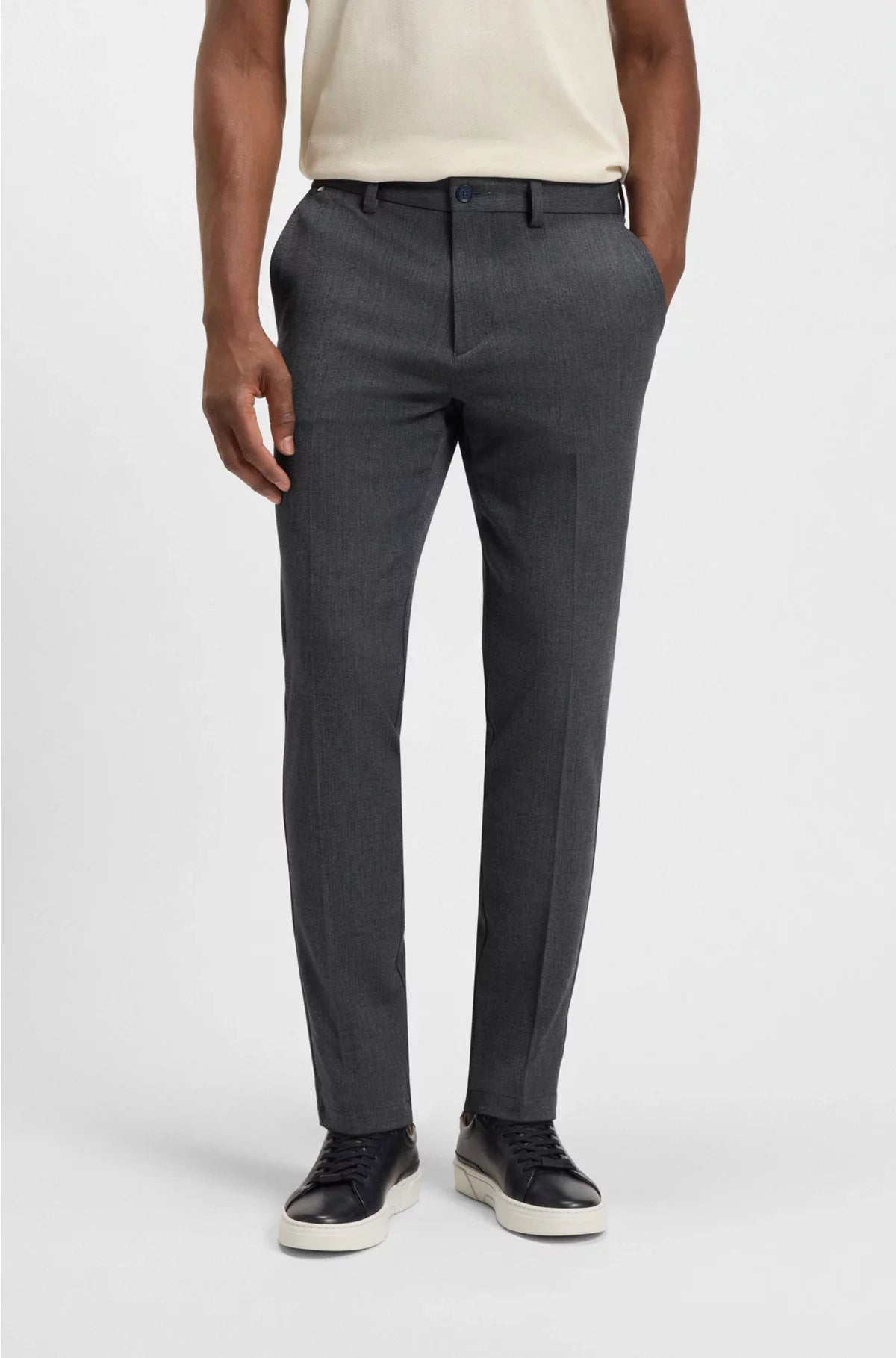 SLIM-FIT TROUSERS IN BRUSHED HERRINGBONE