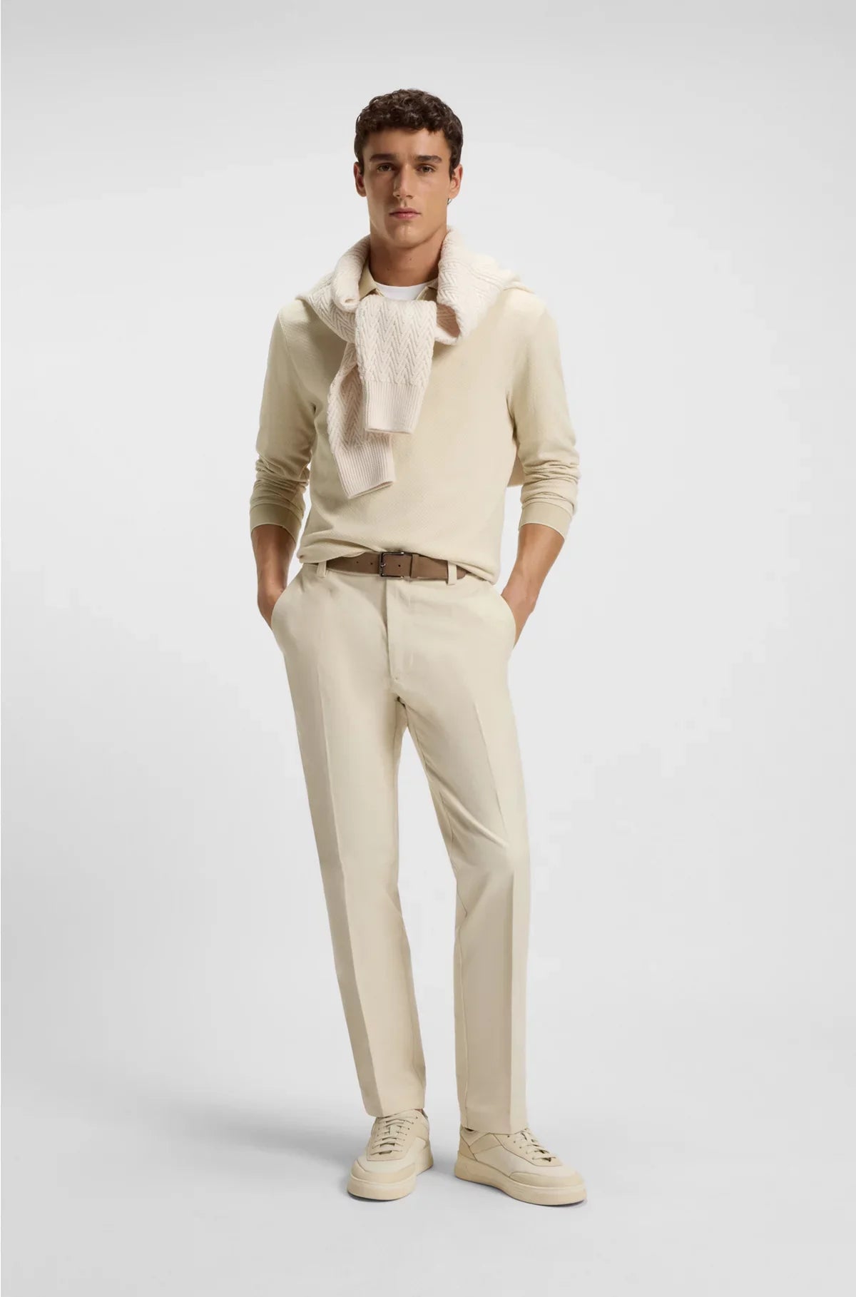 MERCERISED-COTTON POLO SHIRT WITH TWO-TONE STRUCTURE