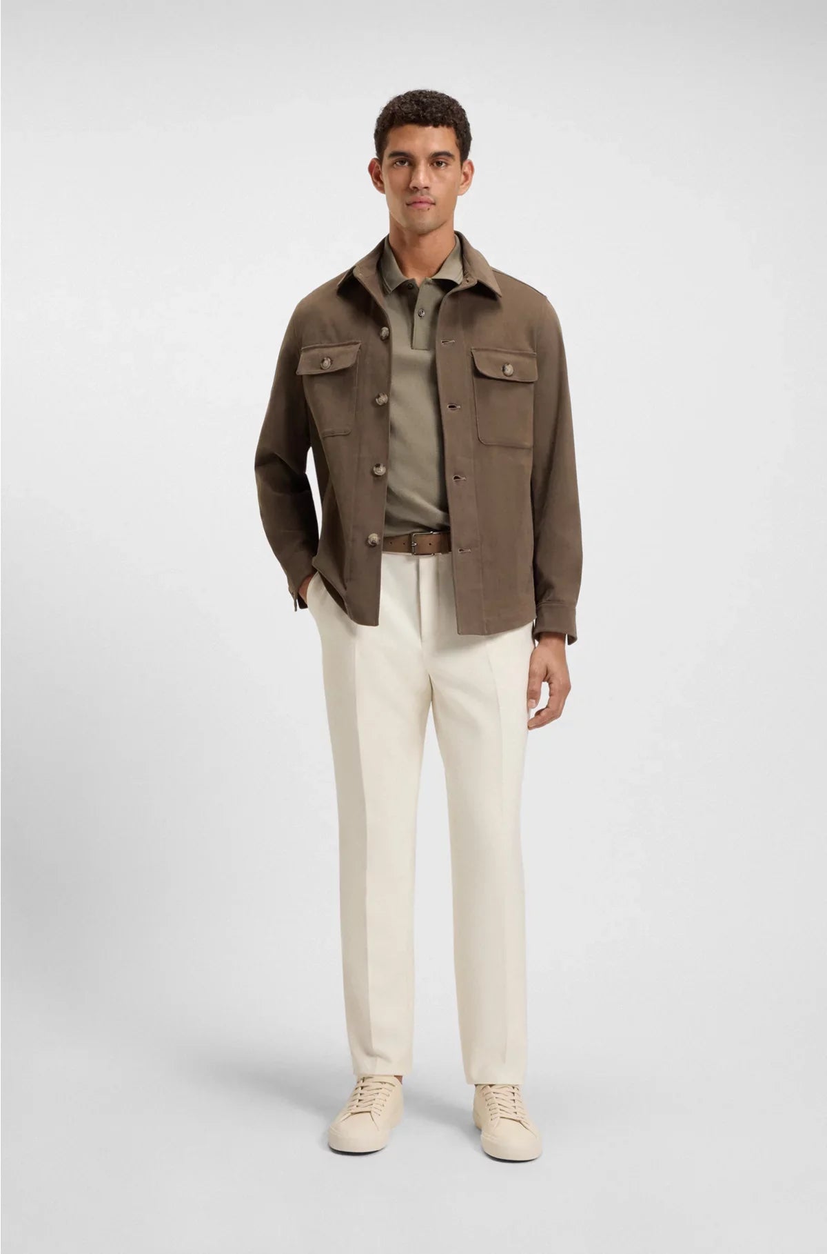 COTTON POLO SHIRT WITH HERRINGBONE STRUCTURE