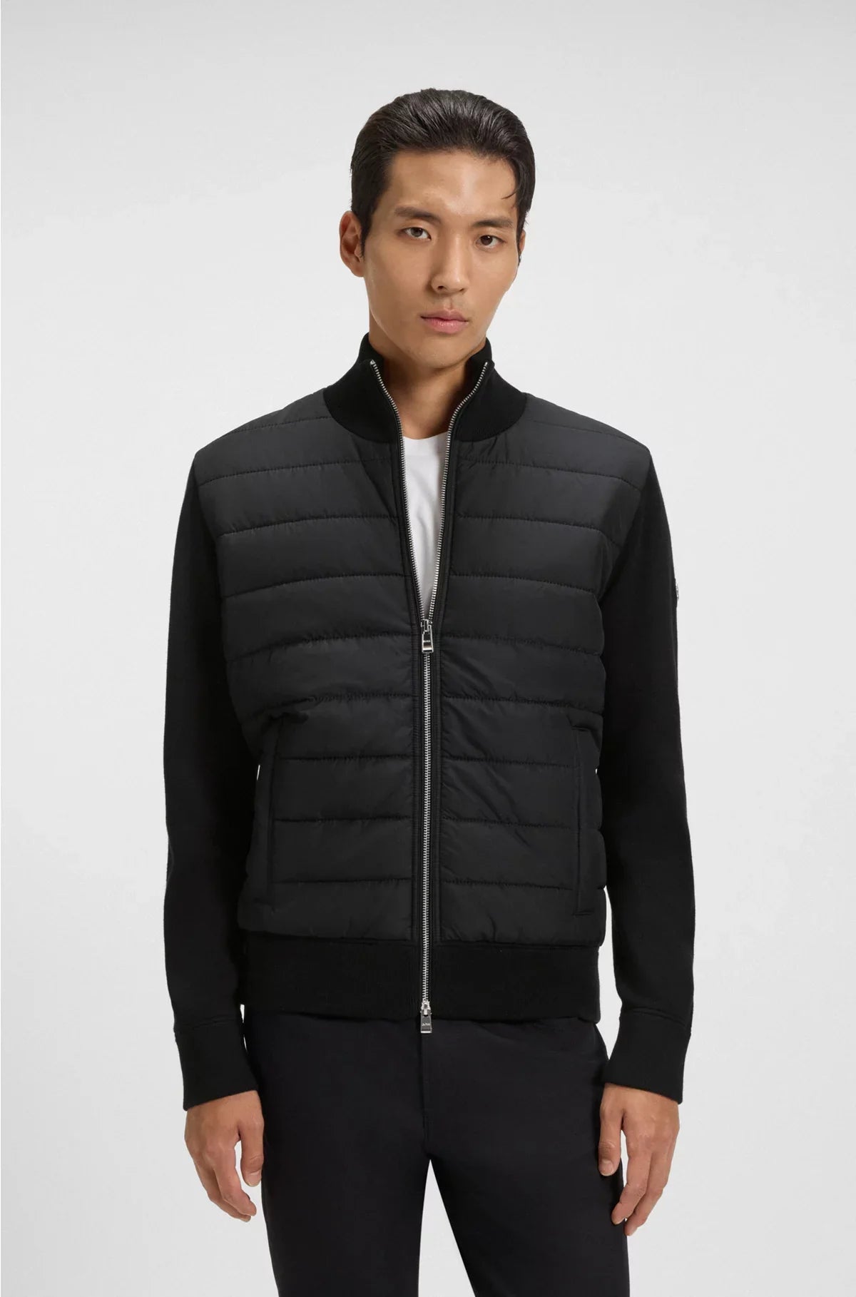 MIXED-MATERIAL JACKET WITH PADDED FRONT
