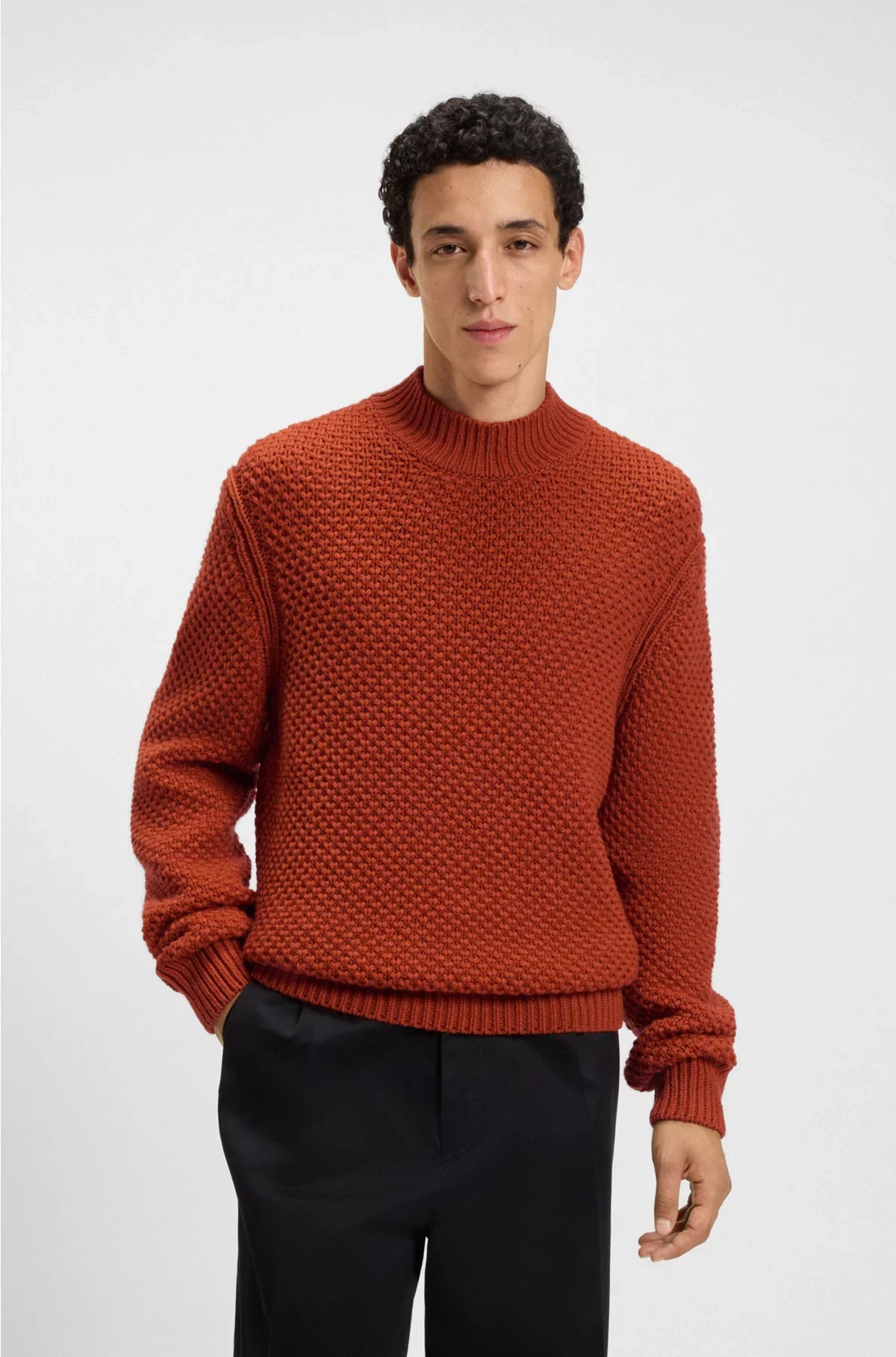 VIRGIN-WOOL SWEATER WITH STRUCTURED KNIT