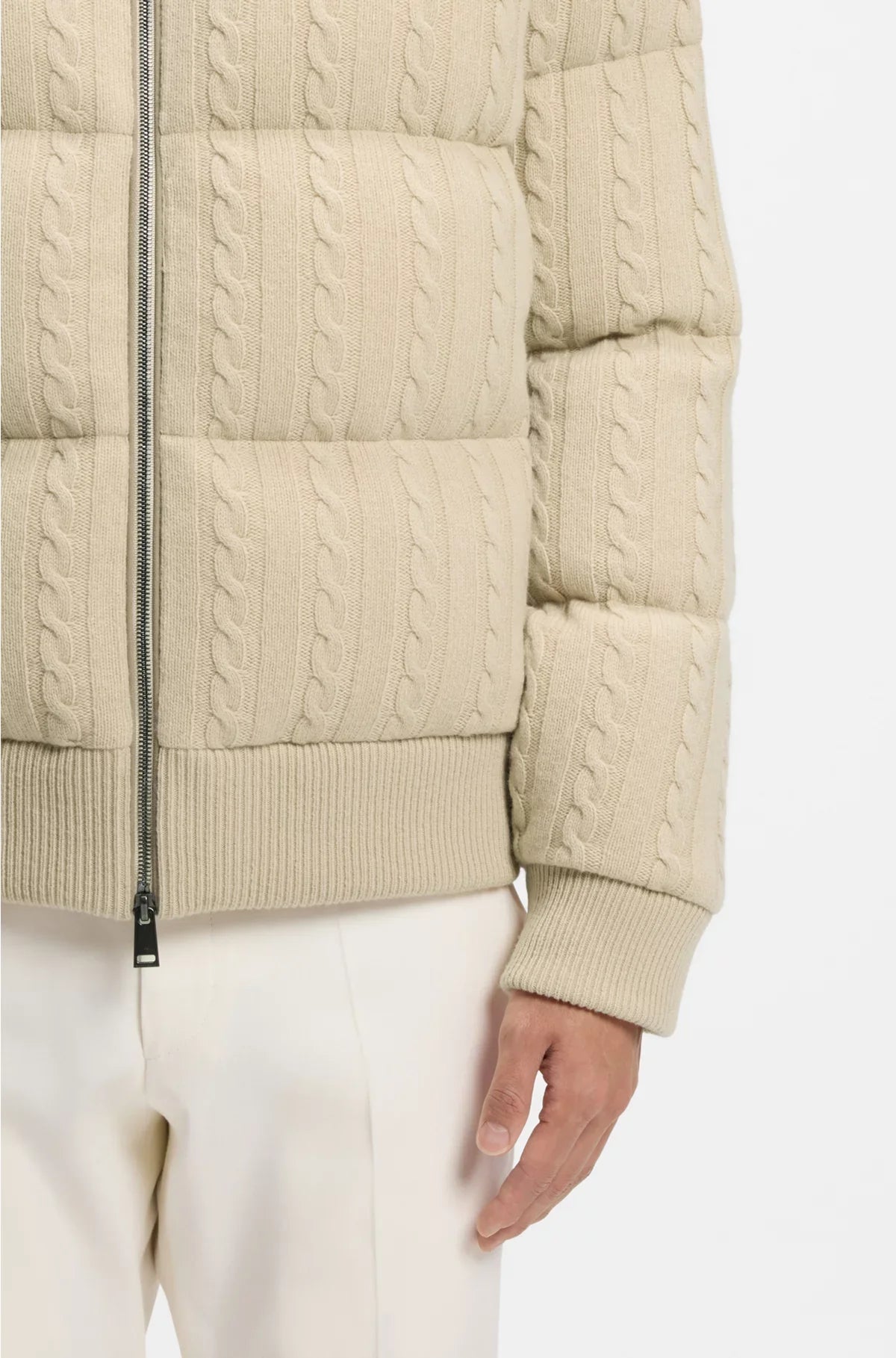 DOWN JACKET IN WOOL AND CASHMERE WITH SUEDE TRIMS