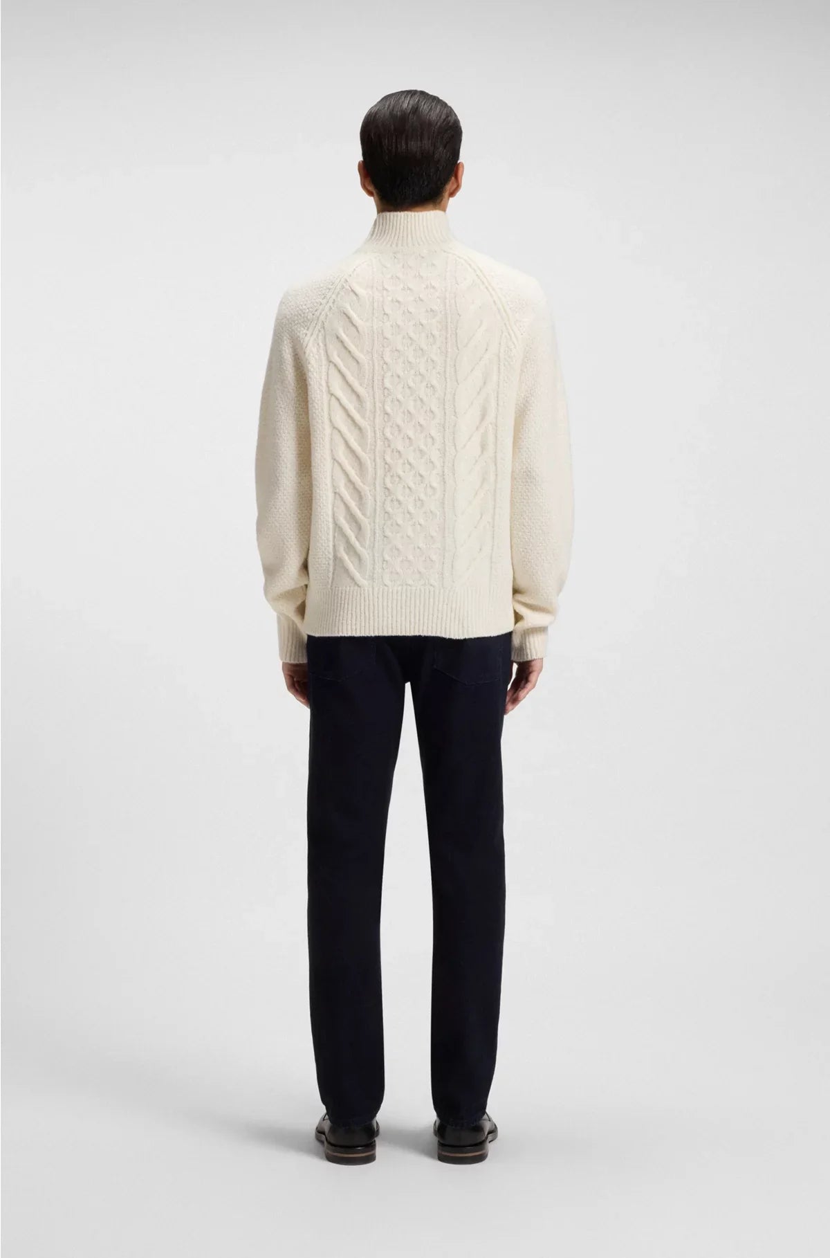 CABLE-KNIT SWEATER IN VIRGIN WOOL AND SILK