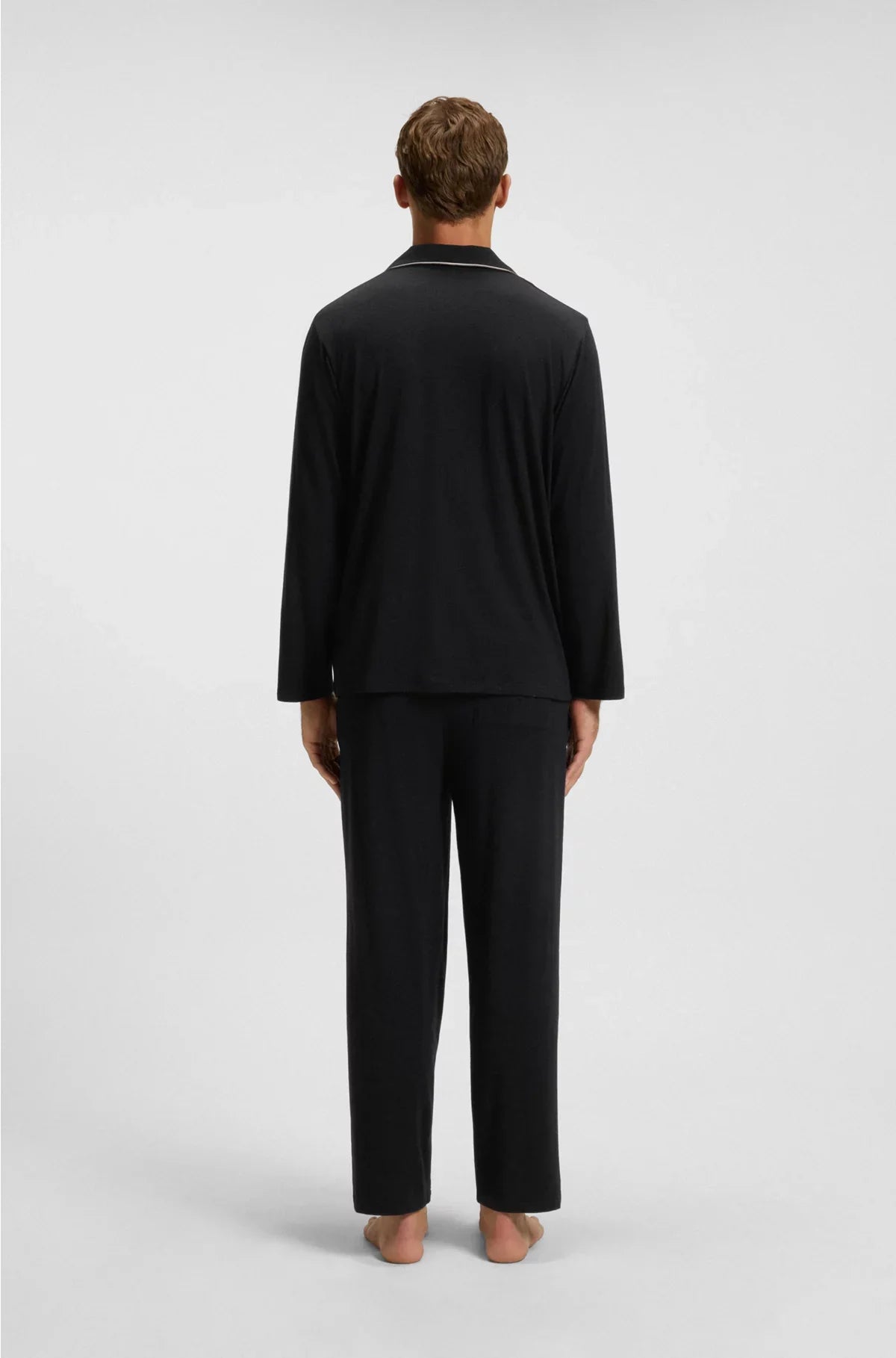 MELANGE PYJAMA SET WITH SIGNATURE-STRIPE PIPING