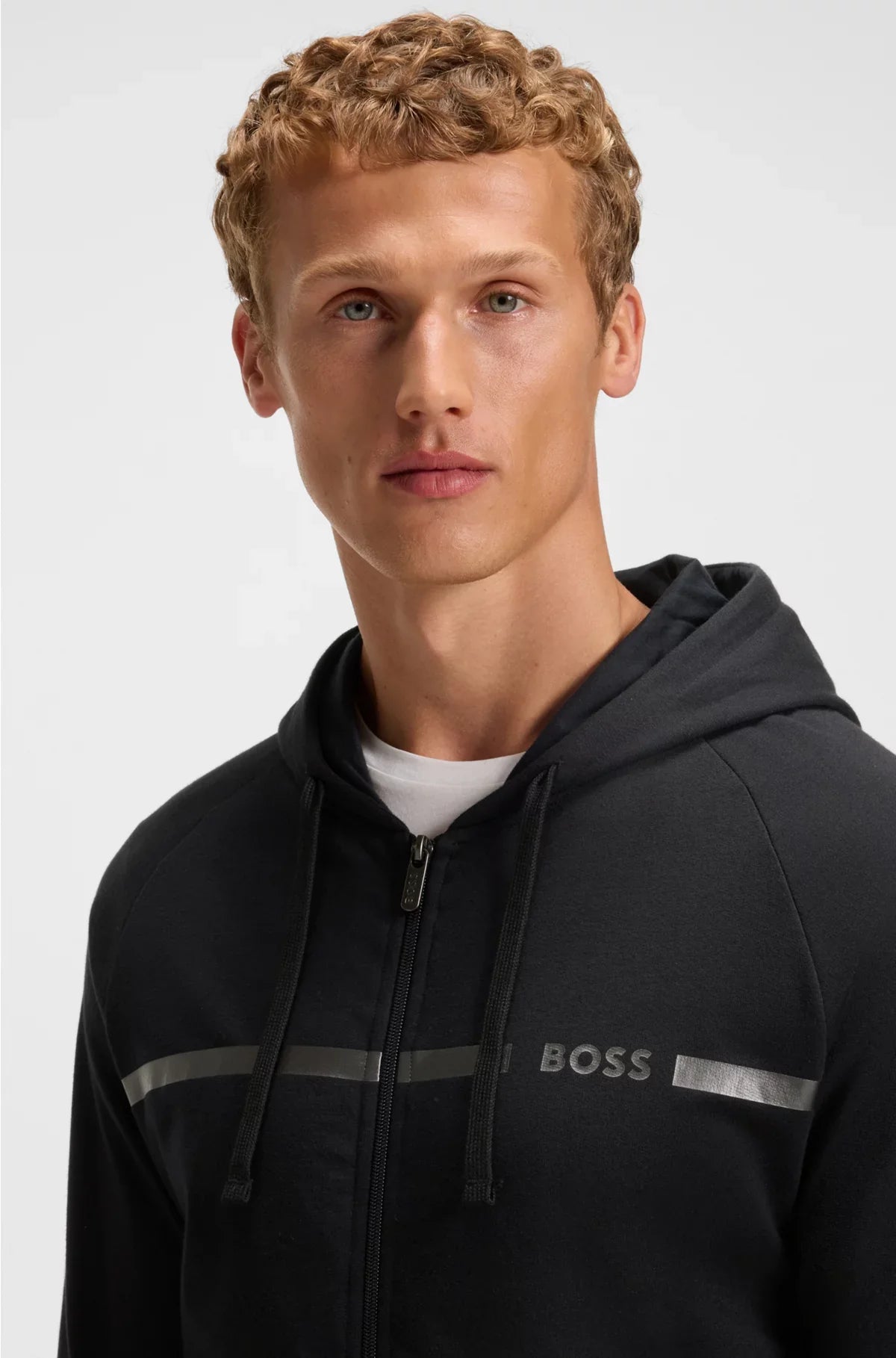 COTTON-TERRY JACKET WITH LOGO AND STRIPE