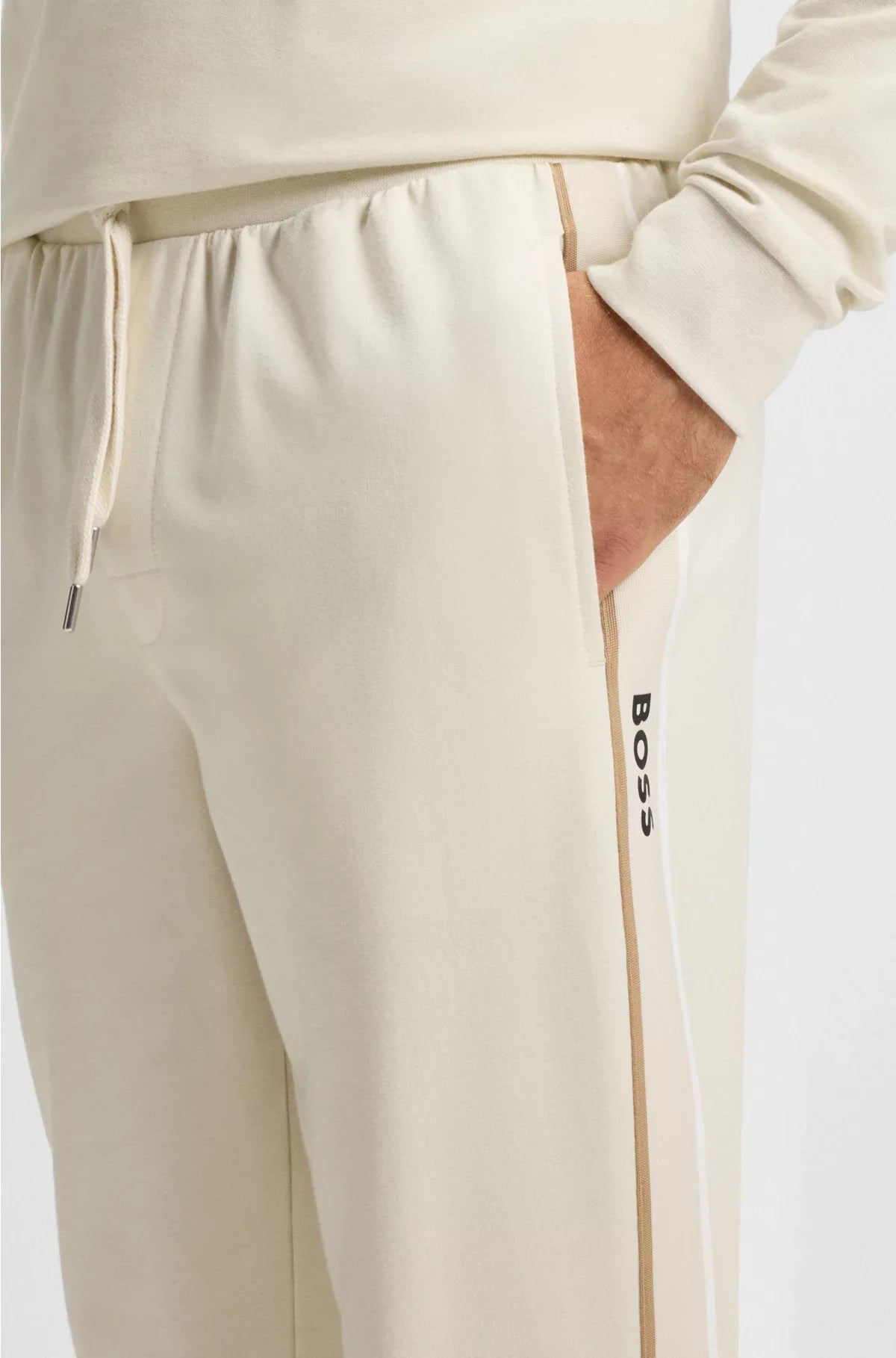 PANTALONI DELLA TUTA IN SPUGNA DI COTONE CON NASTRO E LOGO