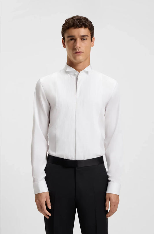 SLIM-FIT SHIRT IN EASY-IRON COTTON SATIN
