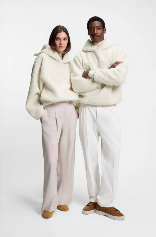FELPA CON CAPPUCCIO UNISEX IN TESSUTO EFFETTO ORSETTO