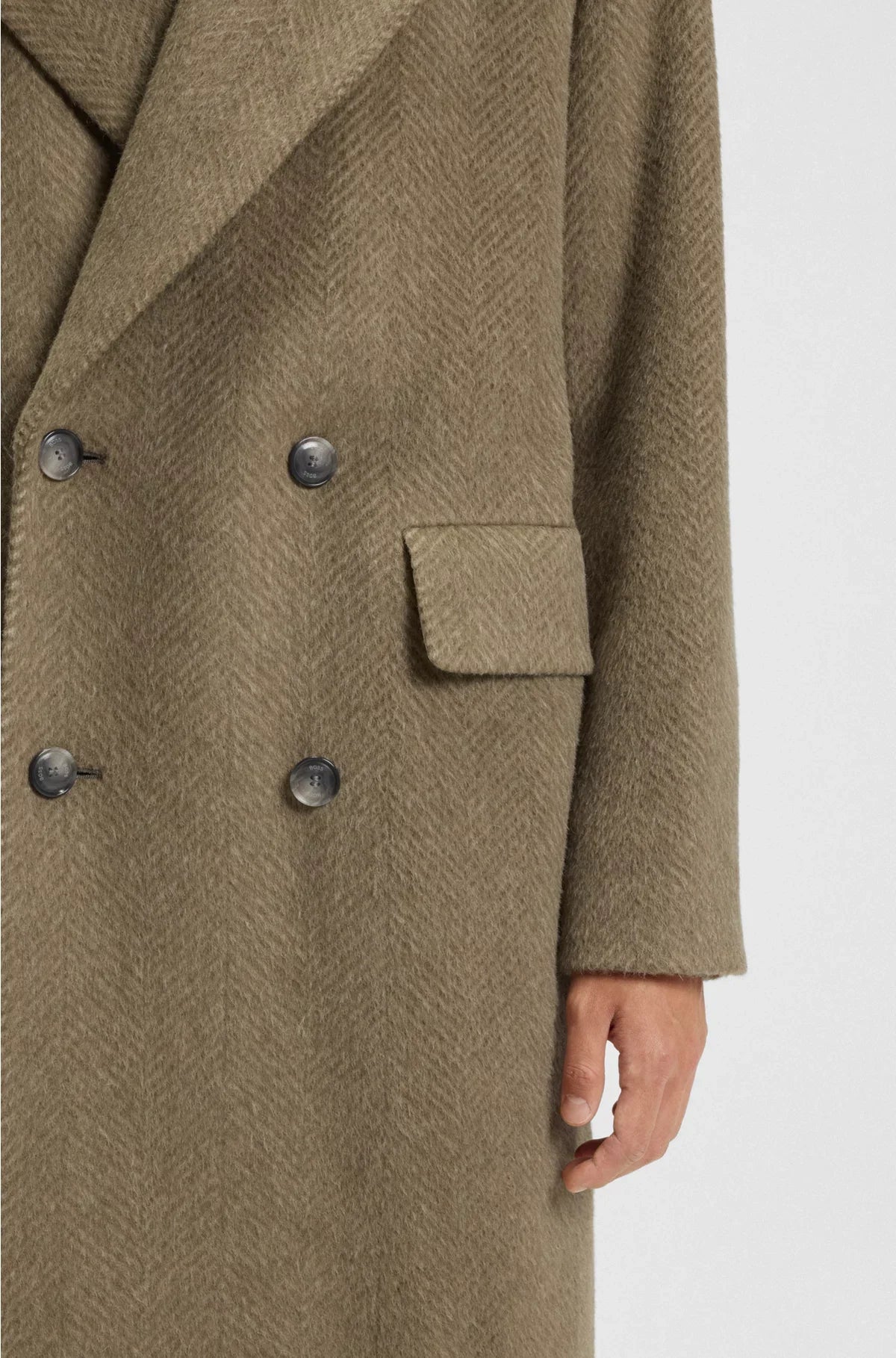 CAPPOTTO DOPPIOPETTO IN MISTO ALPACA SPINATO