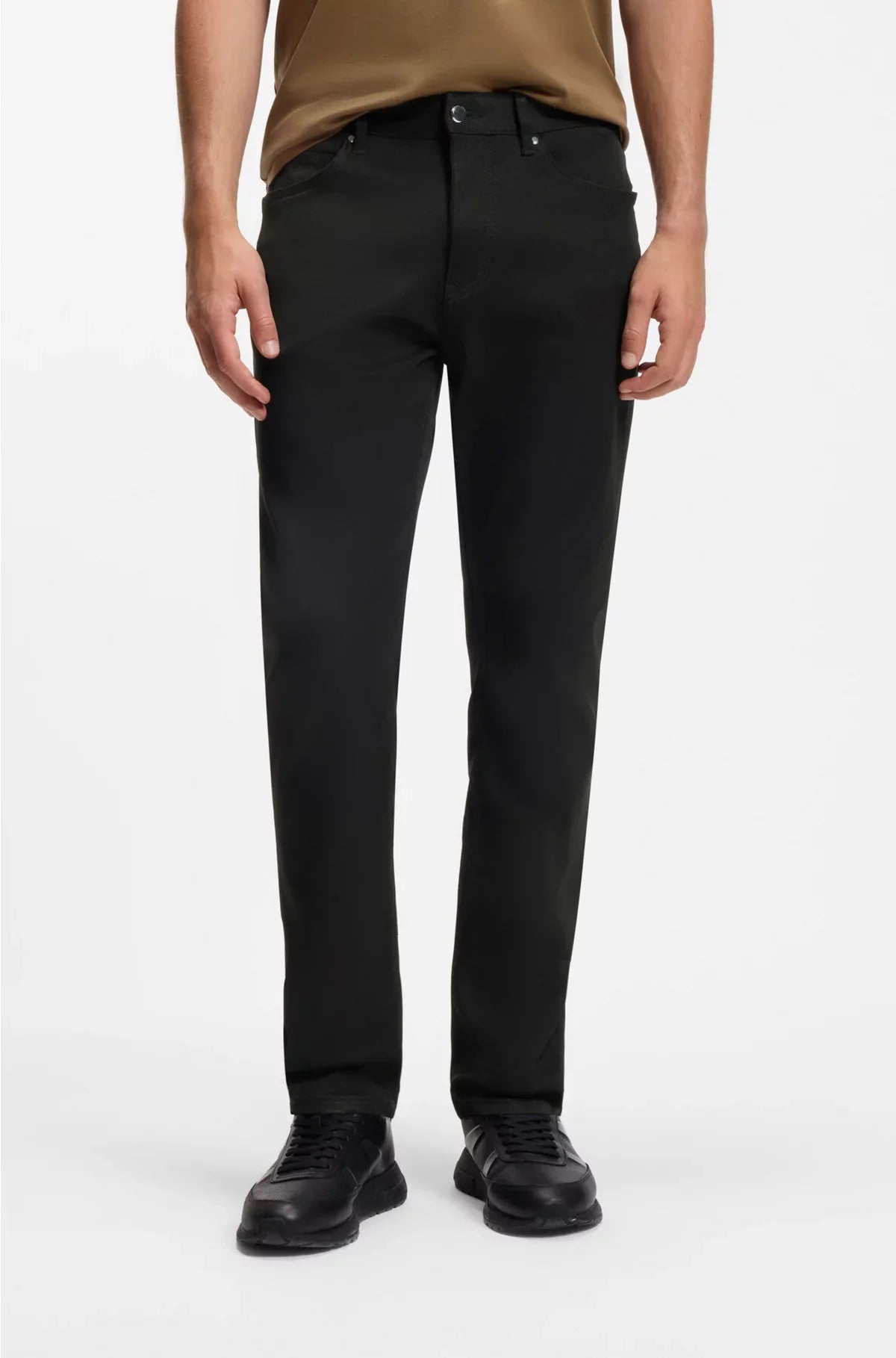 JEANS TAPERED FIT IN DENIM STRETCH NERO