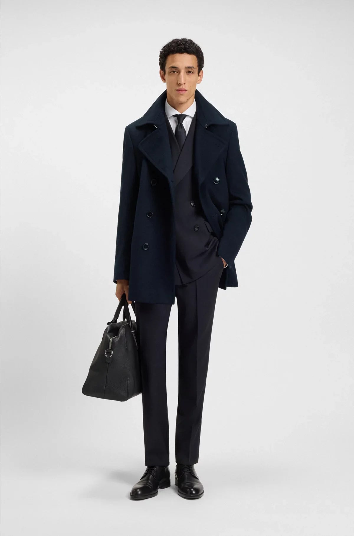 SLIM-FIT PEACOAT IN WOOL AND CASHMERE