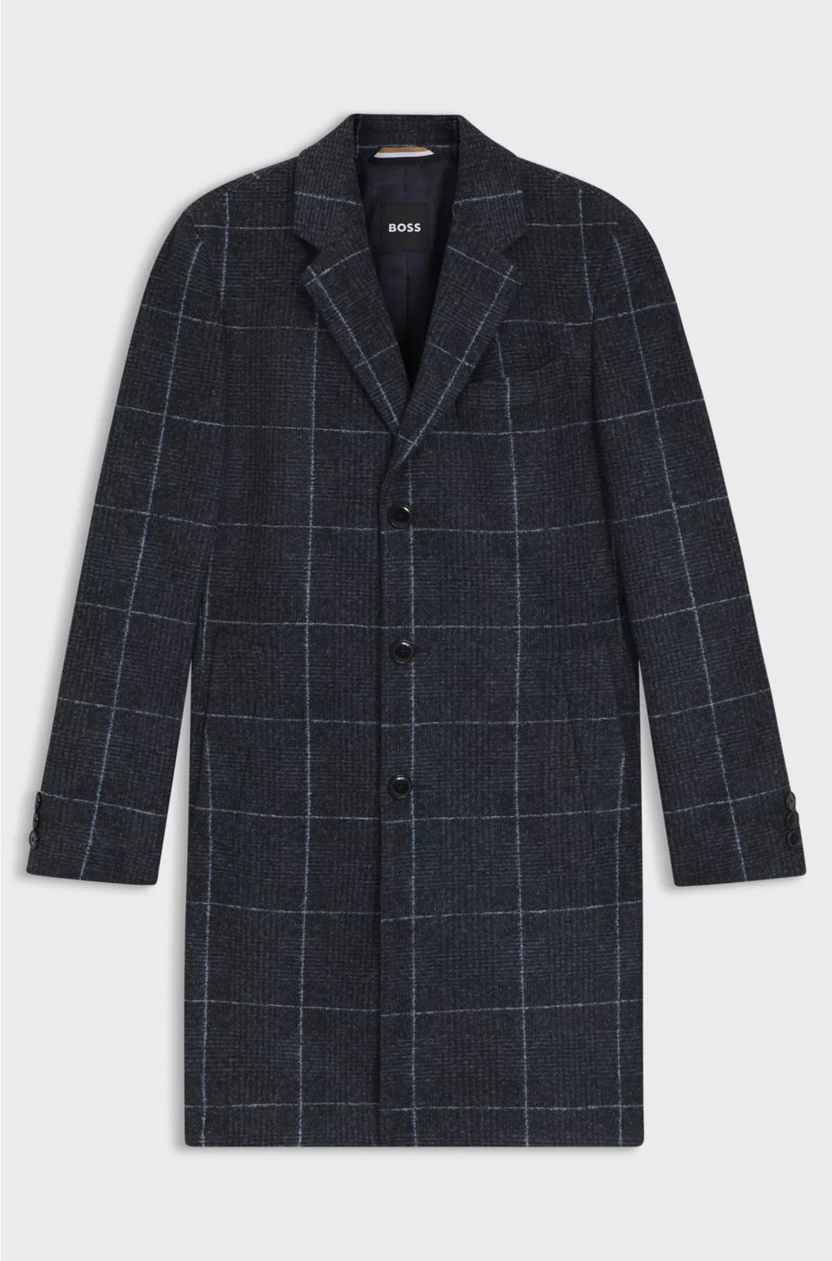 SLIM-FIT COAT WITH PLAIN CHECK