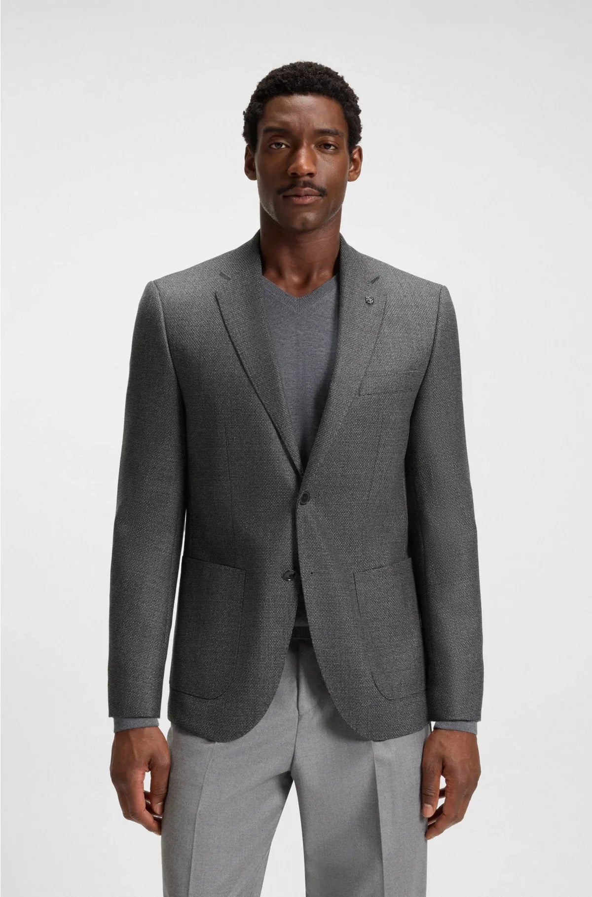 REGULAR-FIT BLAZER IN PATTERNED VIRGIN WOOL