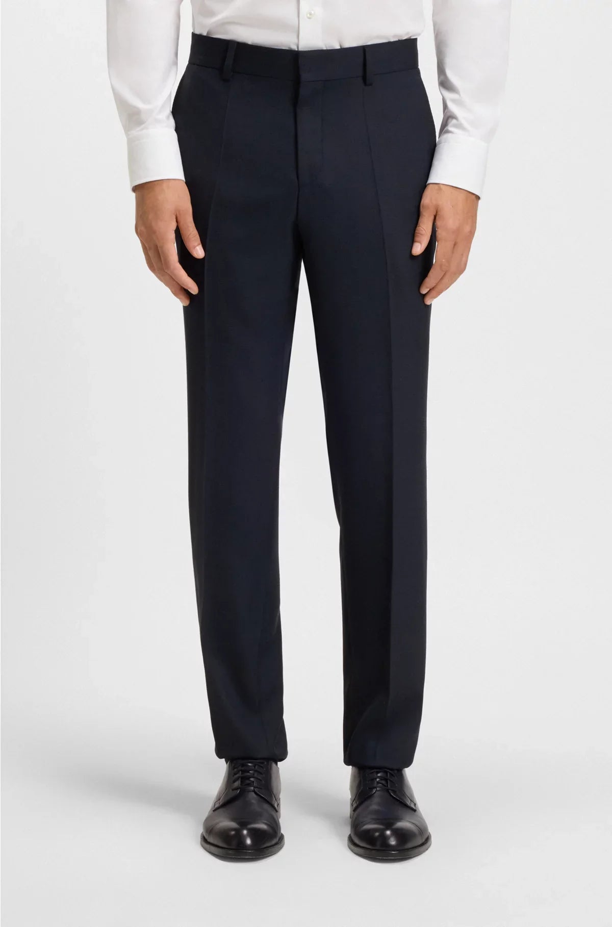 TWO-PIECE REGULAR-FIT SUIT IN PATTERNED STRETCH FABRIC