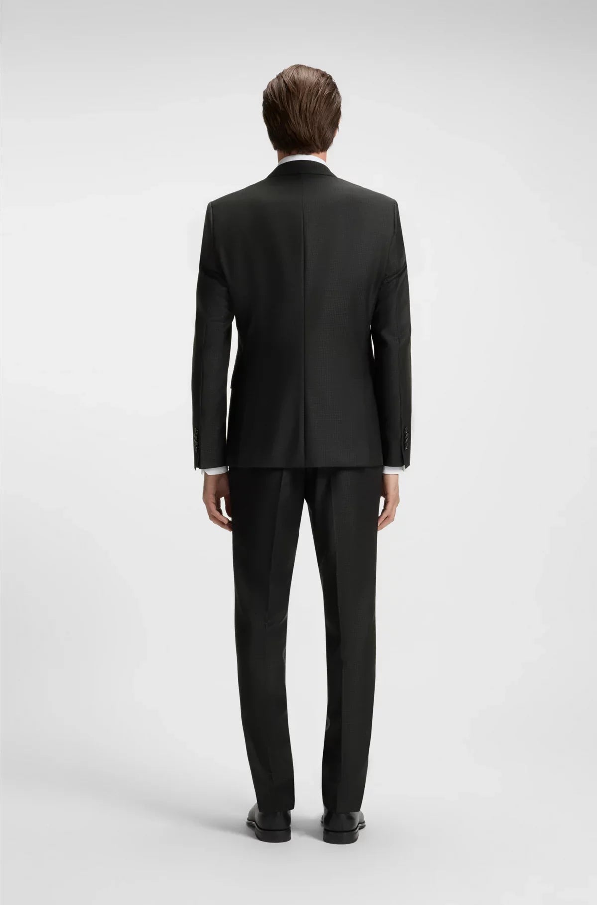 THREE-PIECE SLIM-FIT SUIT IN PATTERNED VIRGIN WOOL