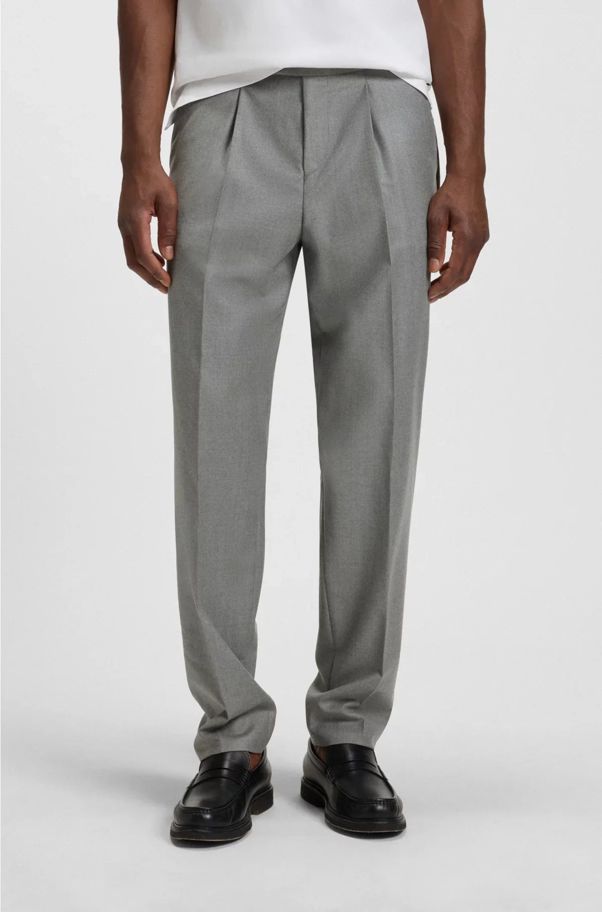TAPERED-FIT TROUSERS IN MELANGE VIRGIN WOOL