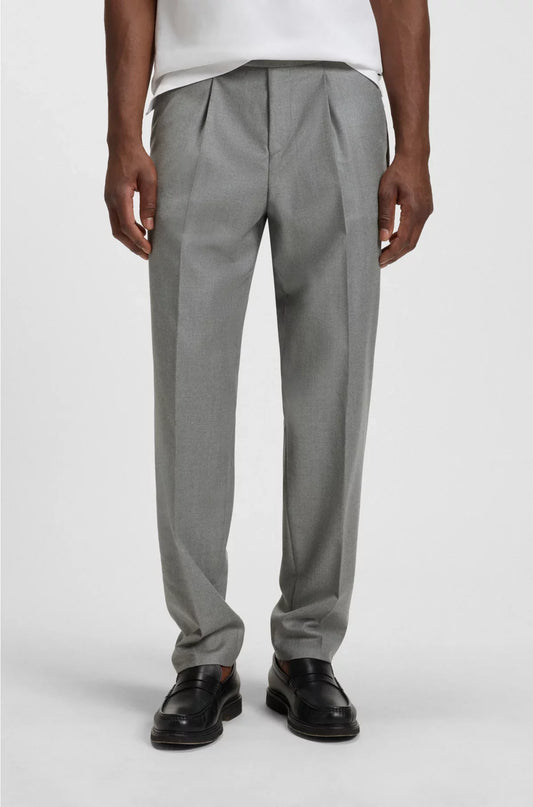 TAPERED-FIT TROUSERS IN MELANGE VIRGIN WOOL