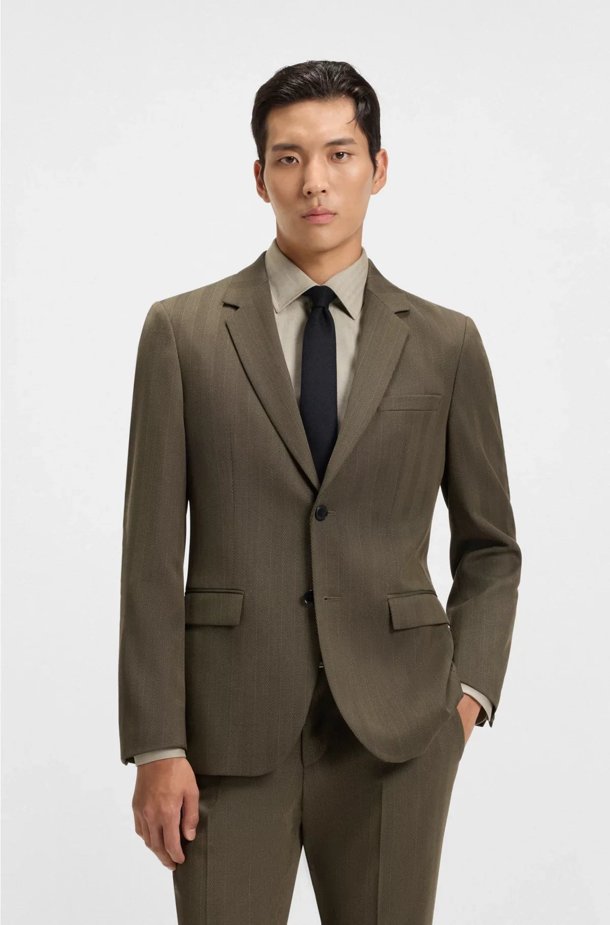 ABITO DUE PEZZI SLIM FIT IN MISTO LANA A SPINA DI PESCE