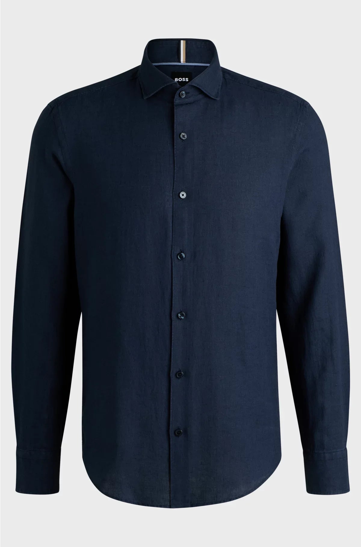 Camicia dalla vestibilità casual in lino con colletto a vela