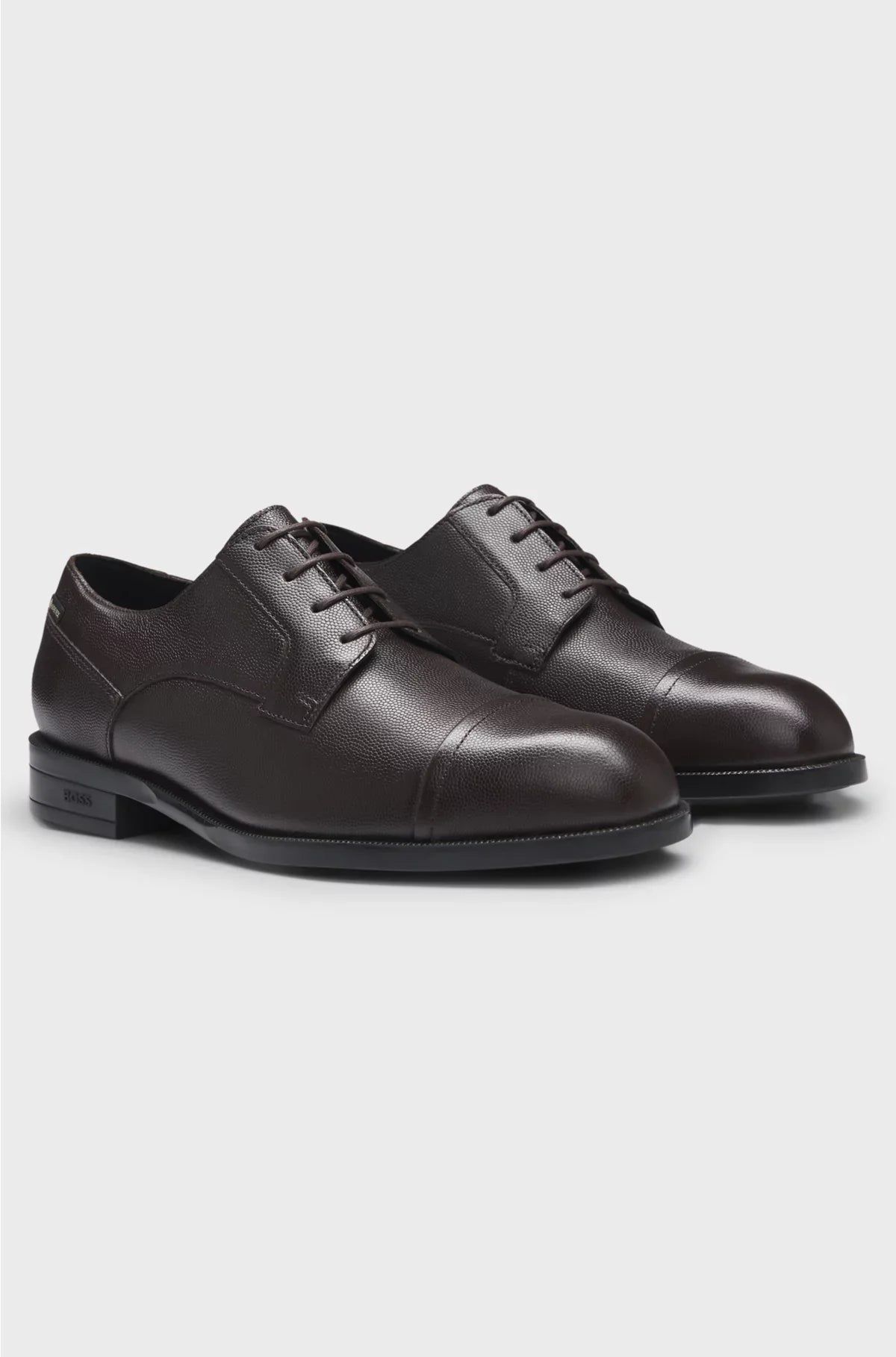 PRINTED-LEATHER DERBY SHOES WITH CAP TOE