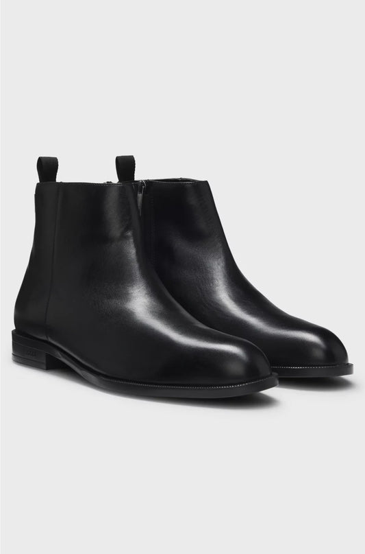 LEATHER ANKLE BOOTS WITH SIDE ZIP