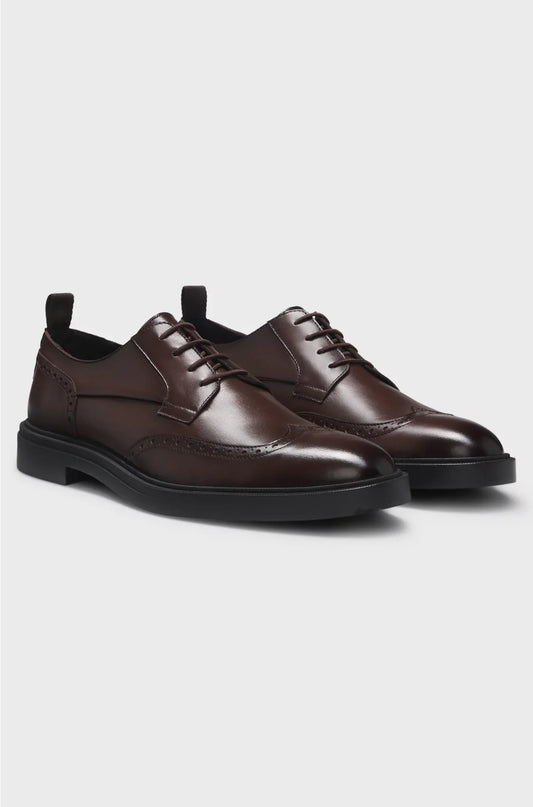 NAPPA-LEATHER DERBY SHOES WITH BROGUE DETAILS
