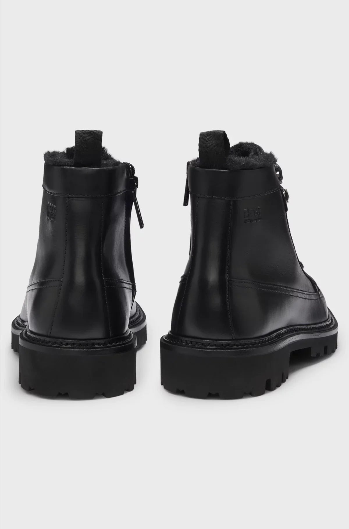 LEATHER HALF BOOTS WITH FAUX-FUR LINING