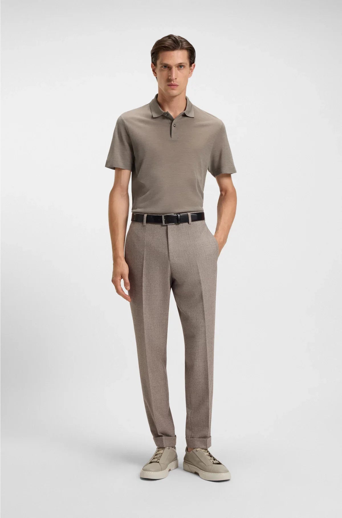 SILK-WOOL POLO SHIRT WITH MOTHER-OF-PEARL BUTTONS