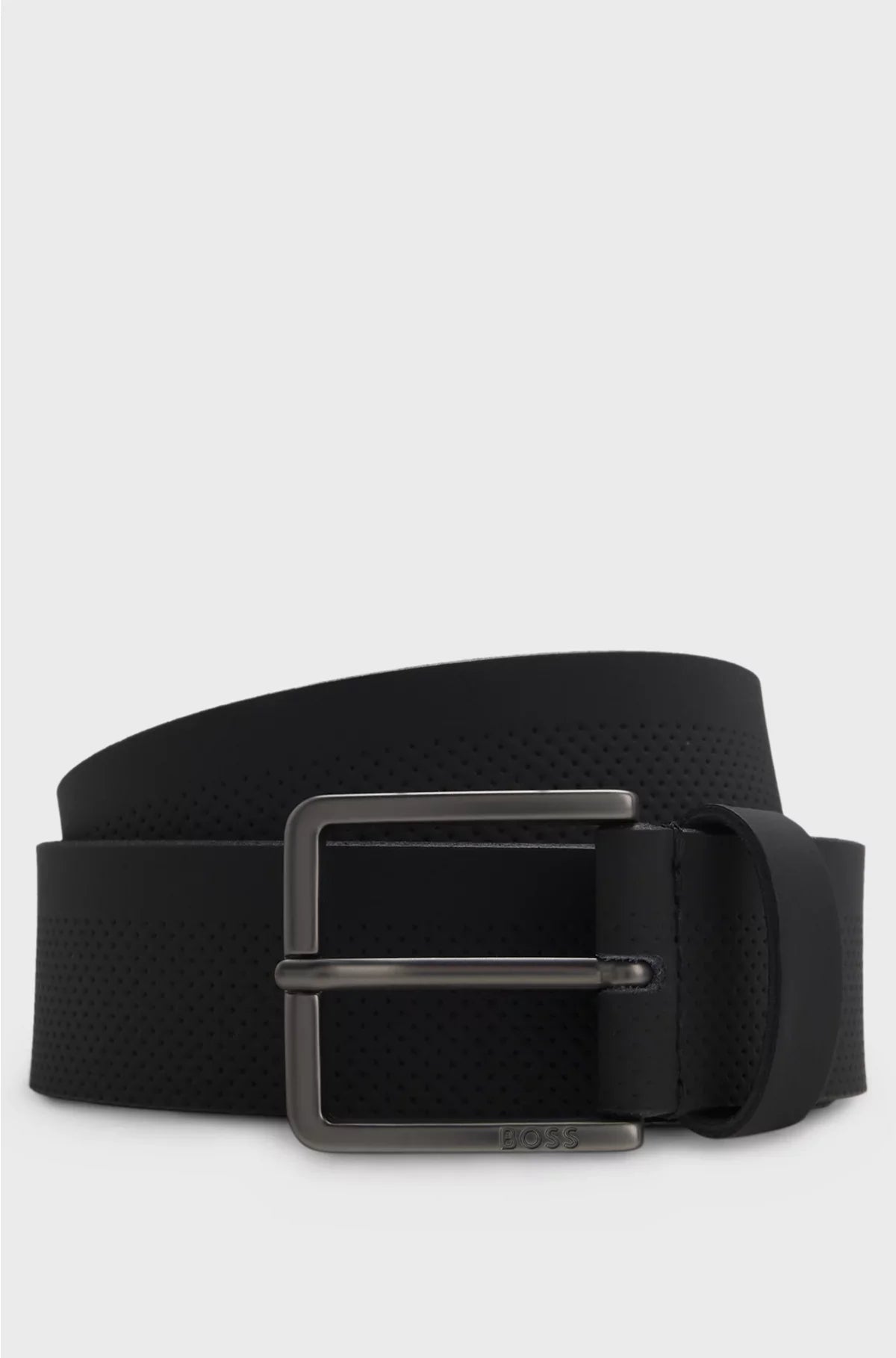ITALIAN-LEATHER BELT WITH PERFORATED PATTERN