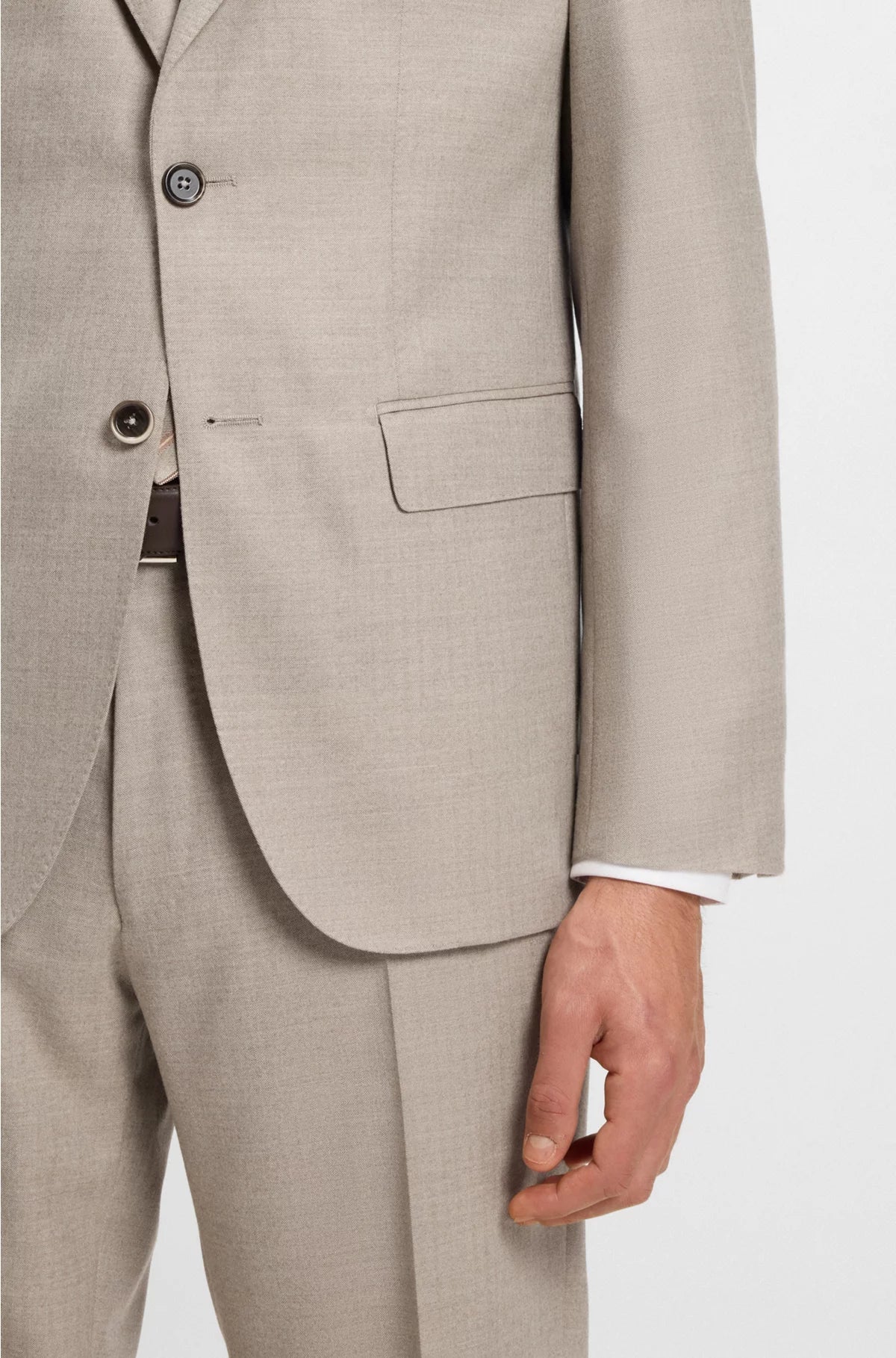 TWO-PIECE REGULAR-FIT SUIT IN HERRINGBONE VIRGIN WOOL