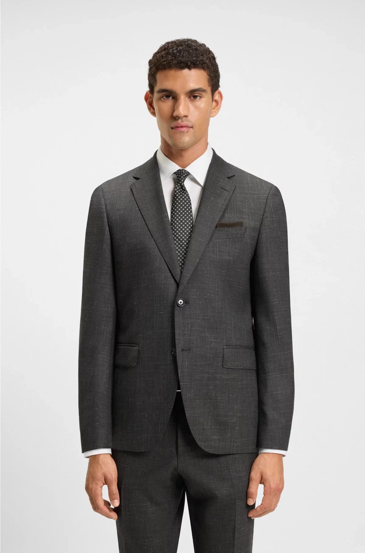 TWO-PIECE REGULAR-FIT SUIT IN WOOL AND LINEN
