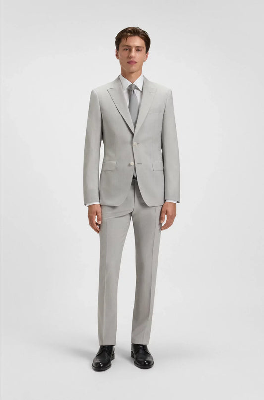 TWO-PIECE SLIM-FIT SUIT IN PATTERNED VIRGIN WOOL