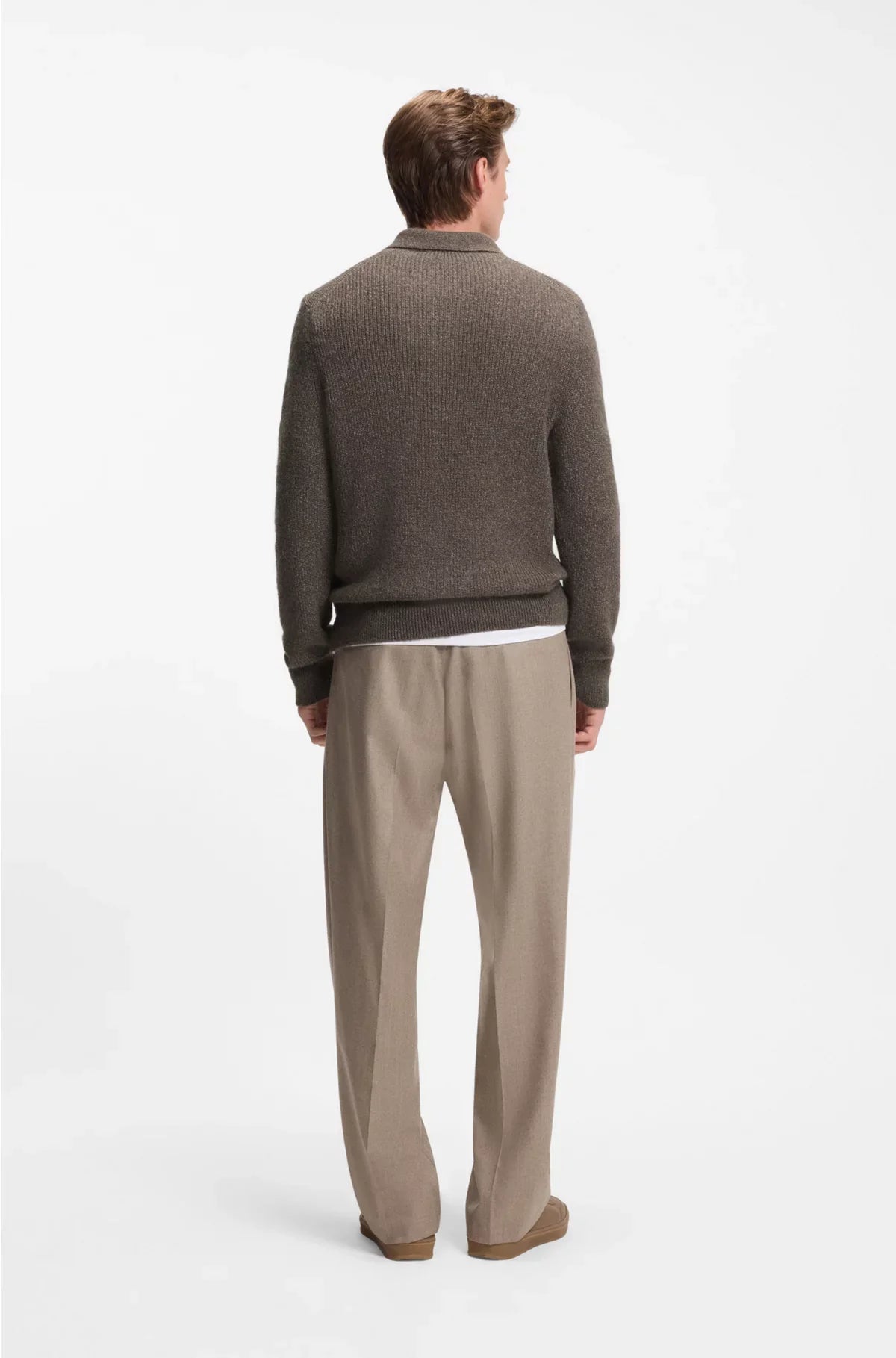POLO-COLLAR SWEATER WITH MOULINE RIB