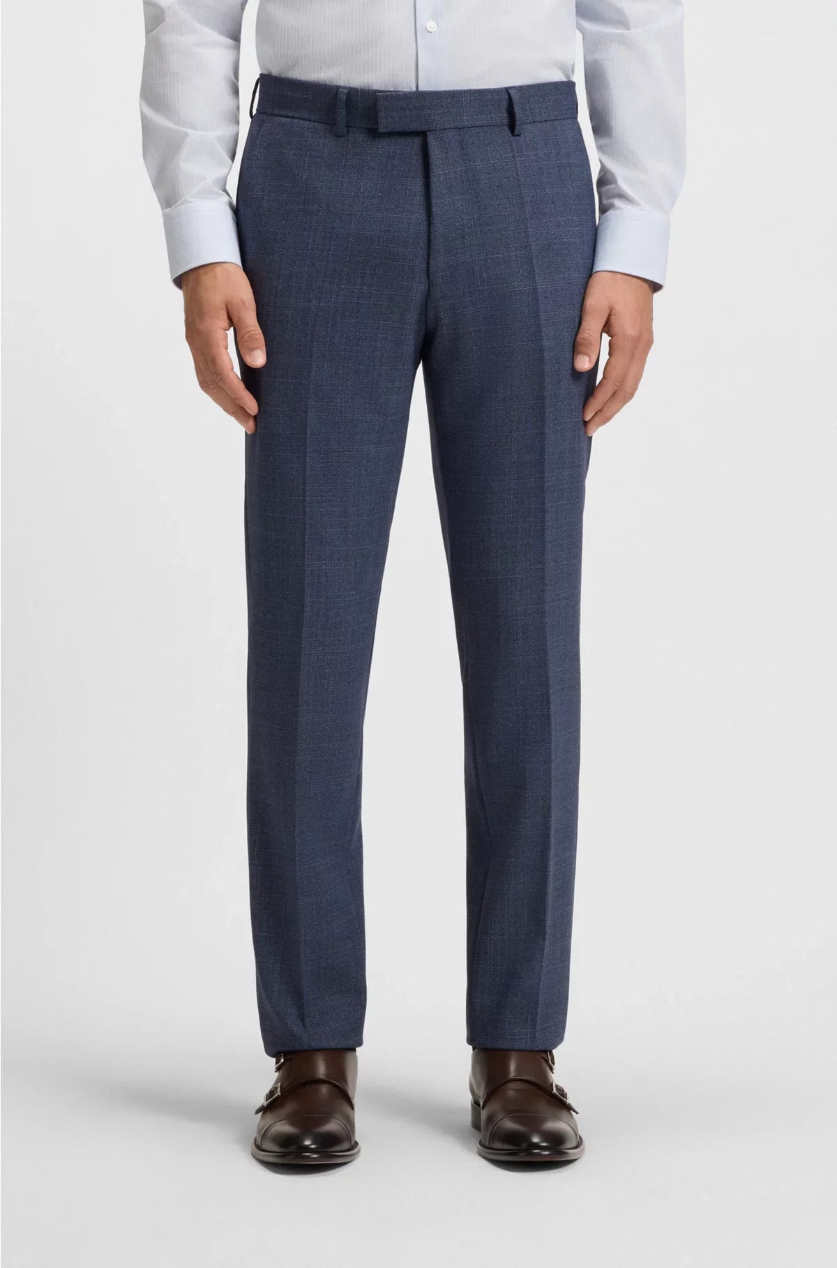 TWO-PIECE REGULAR-FIT SUIT IN PATTERNED STRETCH CLOTH